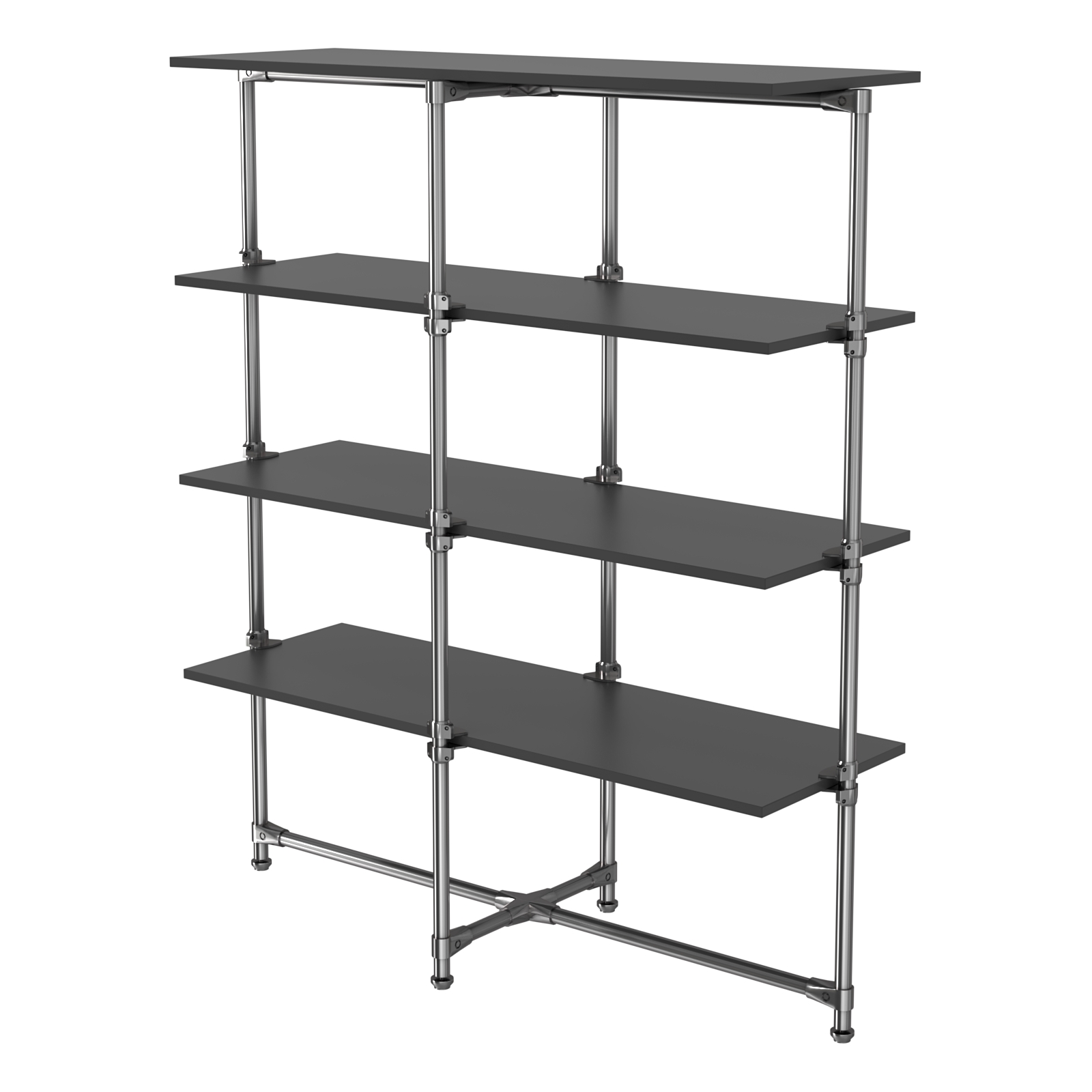 Хромированный стенд Прогресс №1-4 (с полками ДСП 16мм) Черный