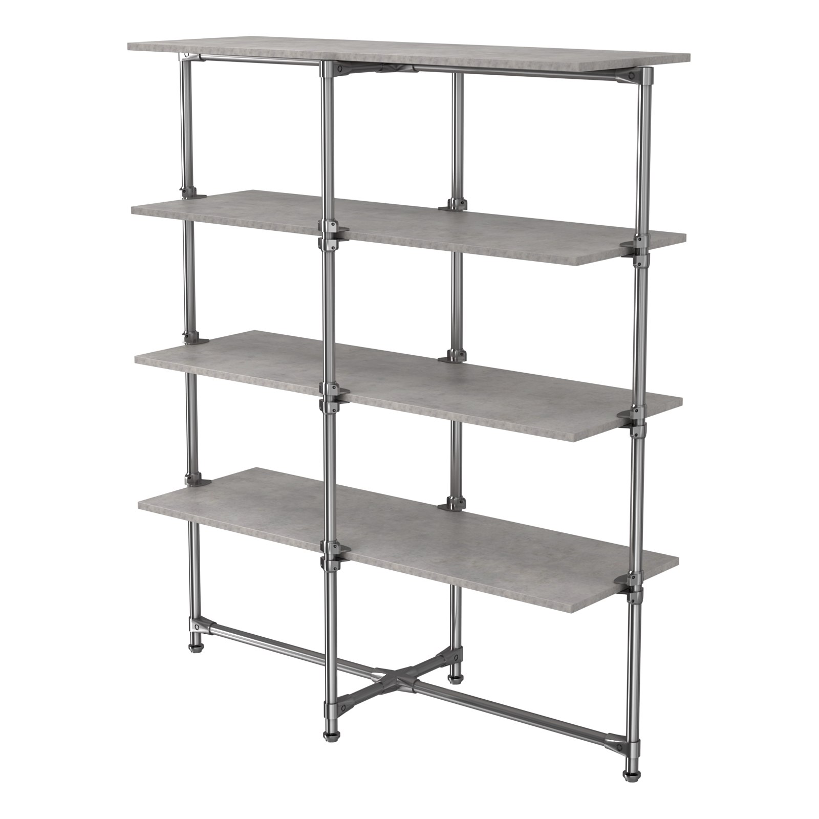 Хромированный стенд Прогресс №1-4 (с полками ДСП 16мм) Бетон Чикаго светло-серый F186 ST9