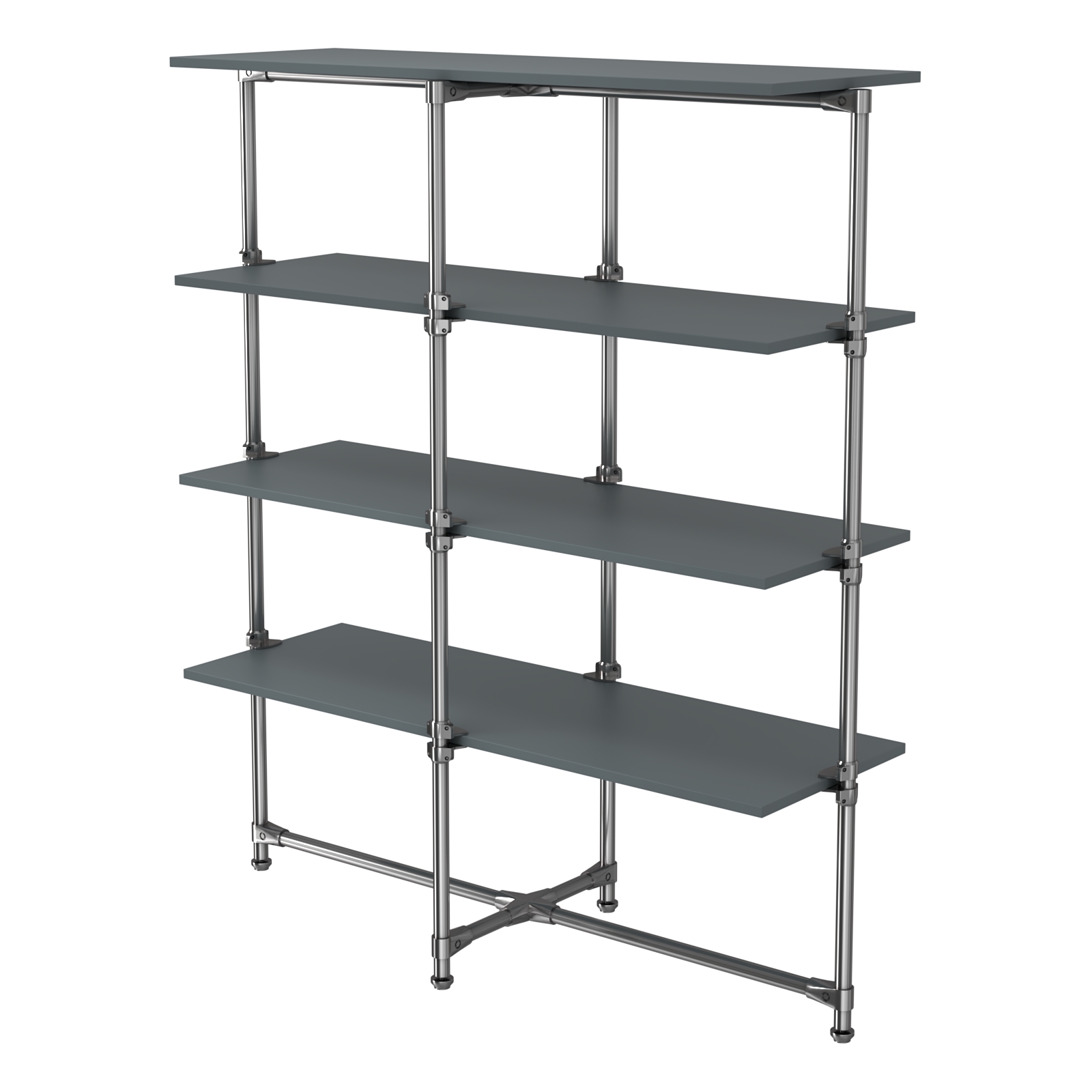 Хромированный стенд Прогресс №1-4 (с полками ДСП 16мм) Темно-Серый