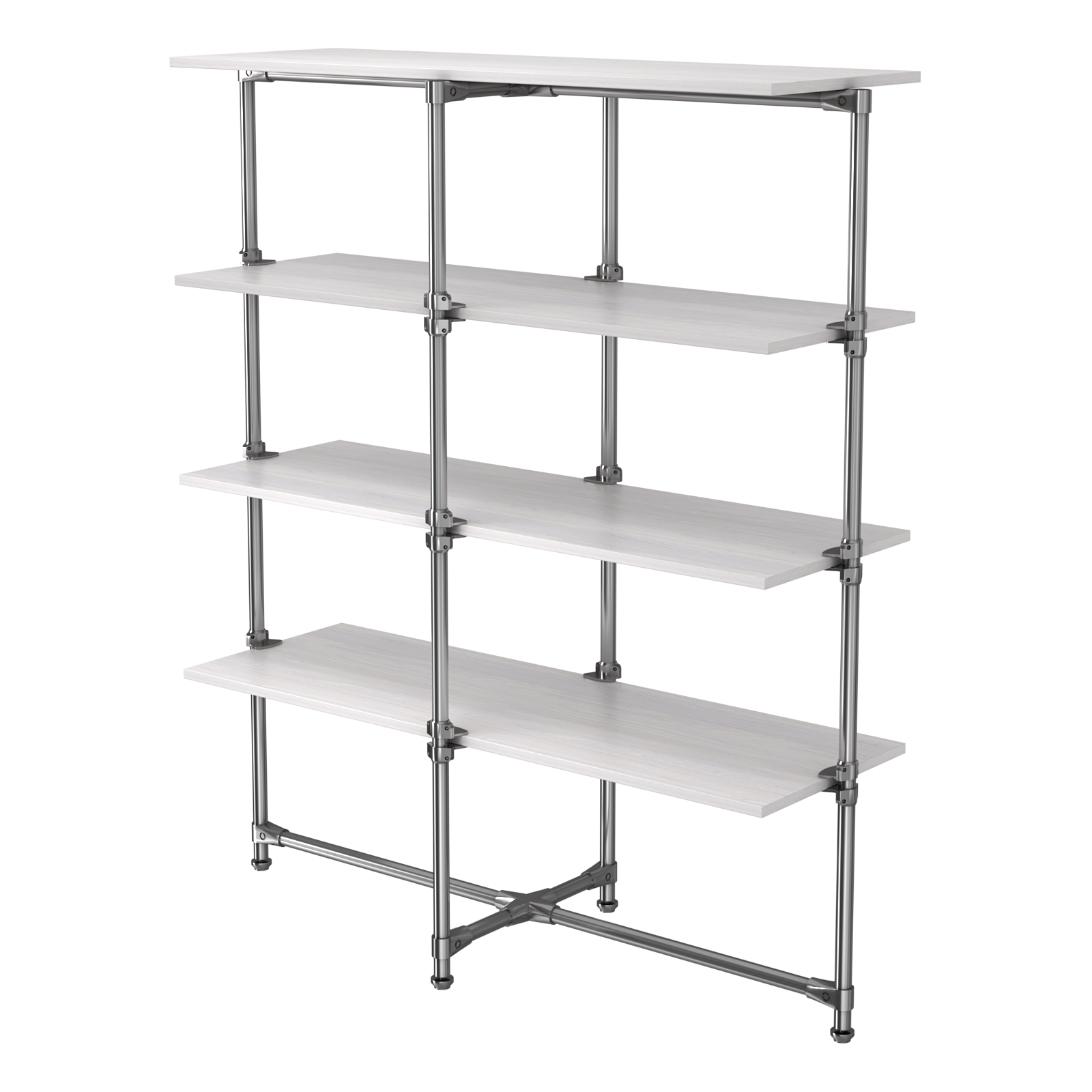 Хромированный стенд Прогресс №1-4 (с полками ДСП 16мм) Ясень Анкор светлый