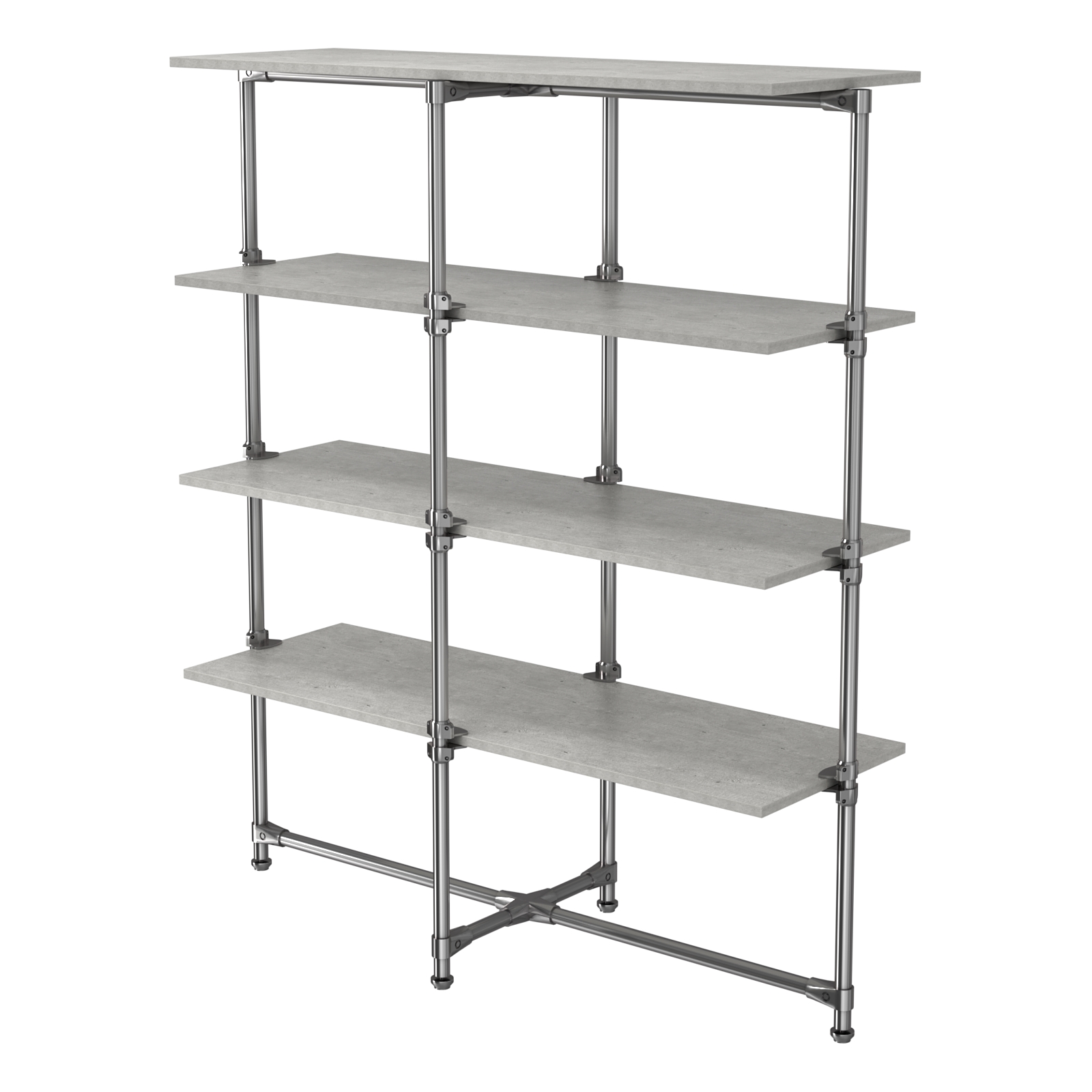 Хромированный стенд Прогресс №1-4 (с полками ДСП 16мм) Метрополитан Грей