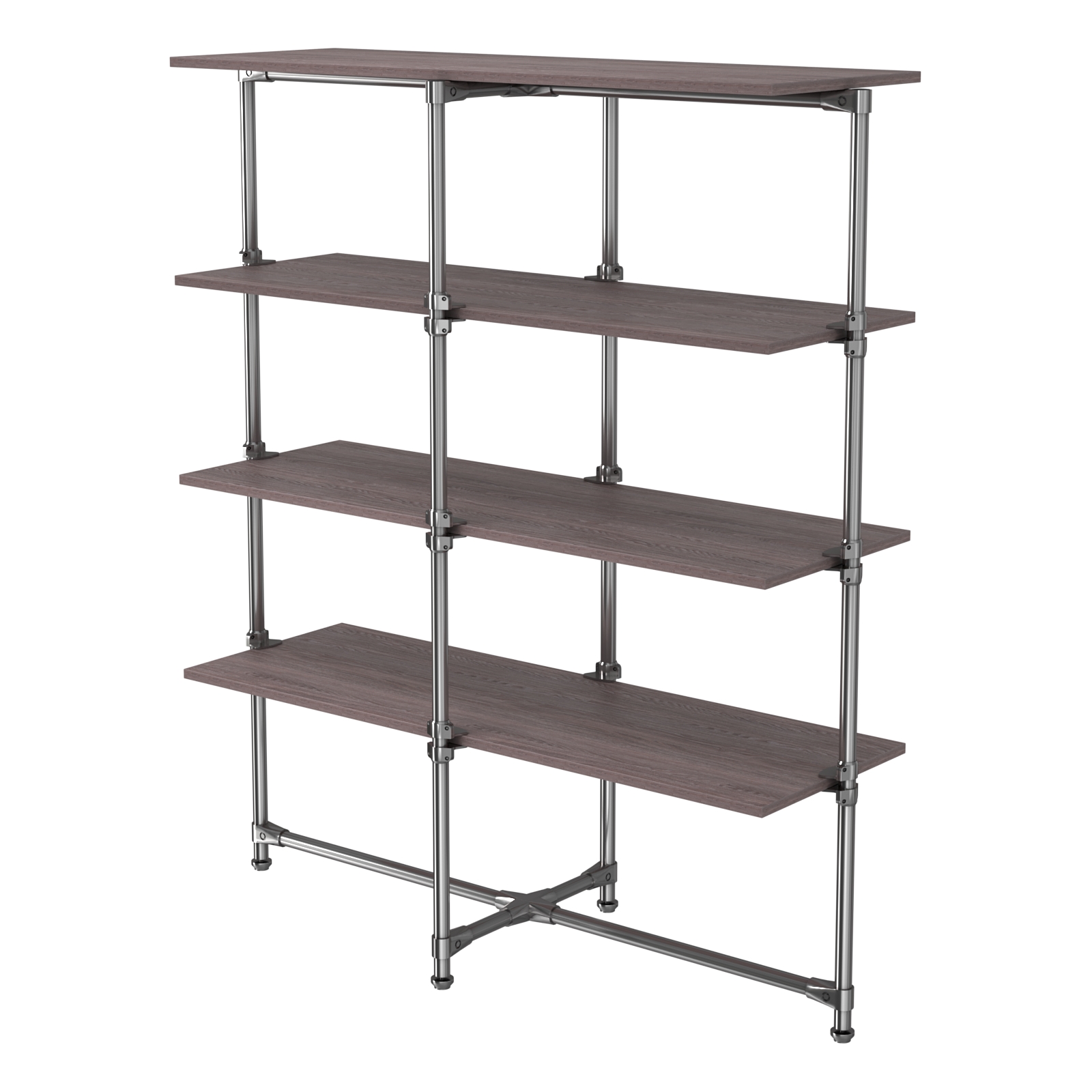 Хромированный стенд Прогресс №1-4 (с полками ДСП 16мм) Ясень Анкор темный