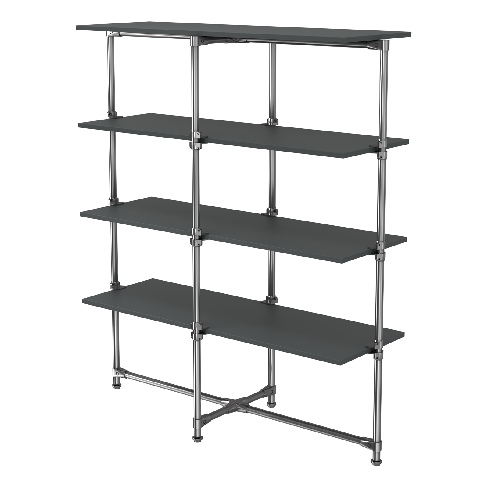 Хромированный стенд Прогресс №1-4 (с полками ДСП 16мм) Антрацит