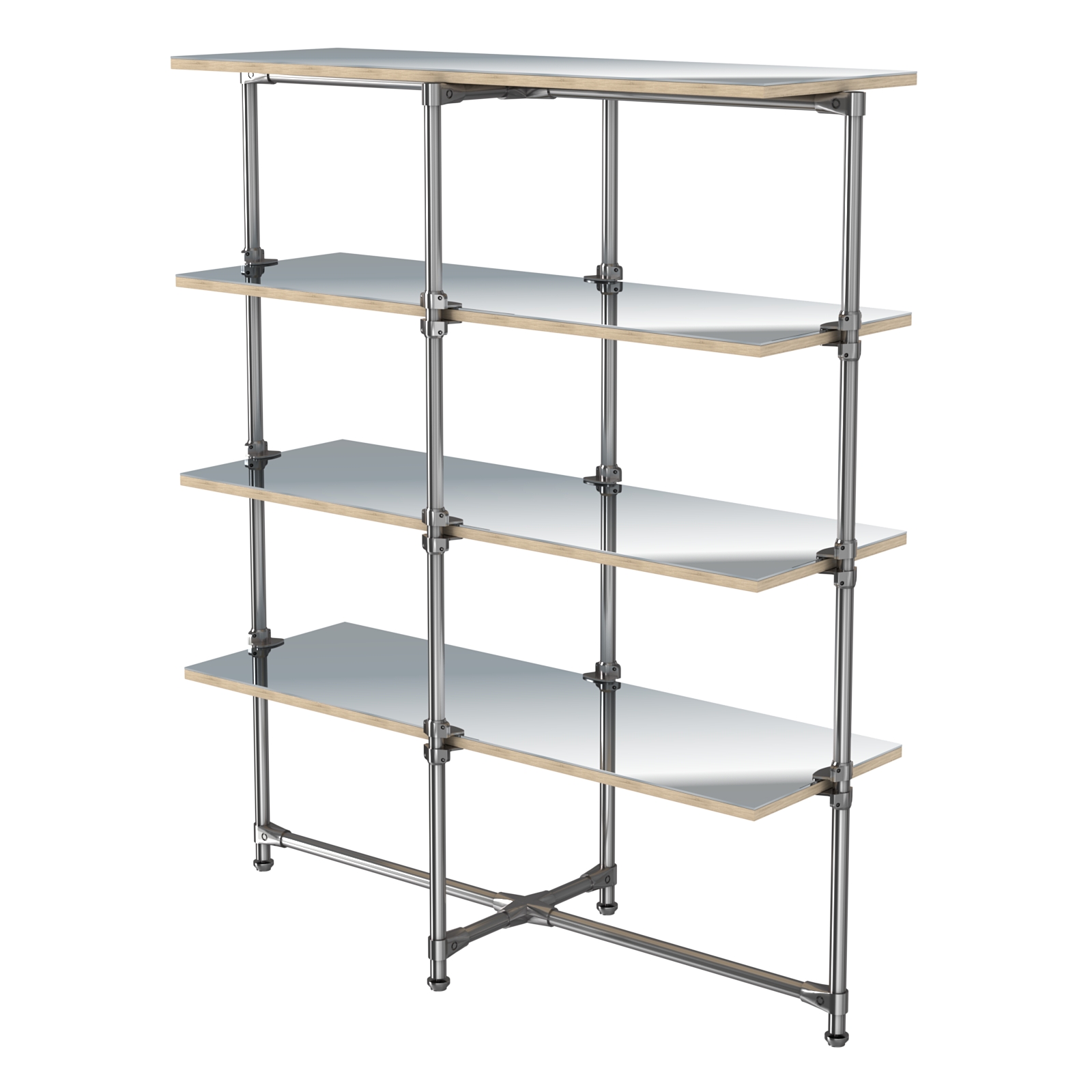 Хромированный стенд Прогресс №1-5 (с полками Зеркало 4мм) Дуб Сонома