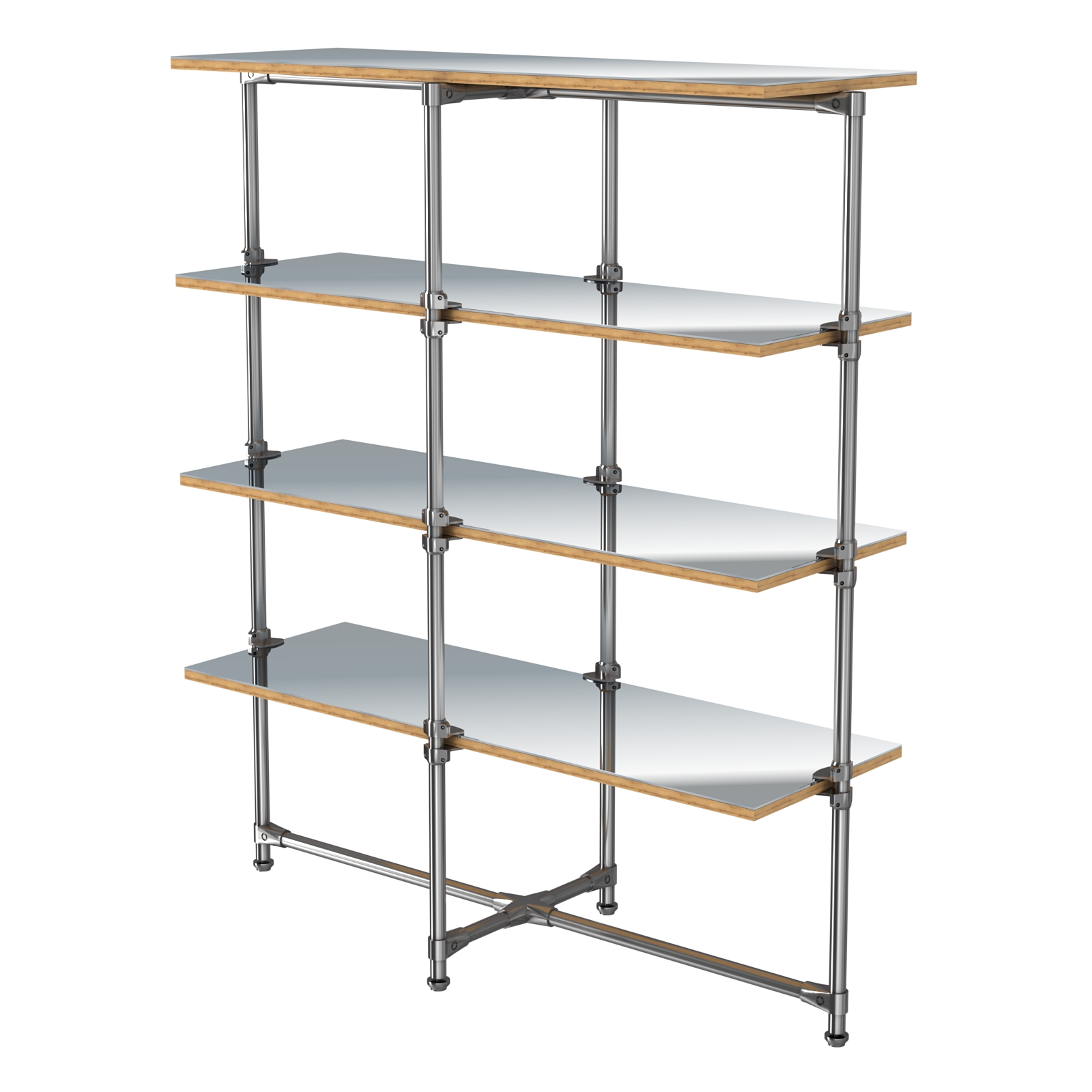 Хромированный стенд Прогресс №1-5 (с полками Зеркало 4мм) Дуб Золотистый