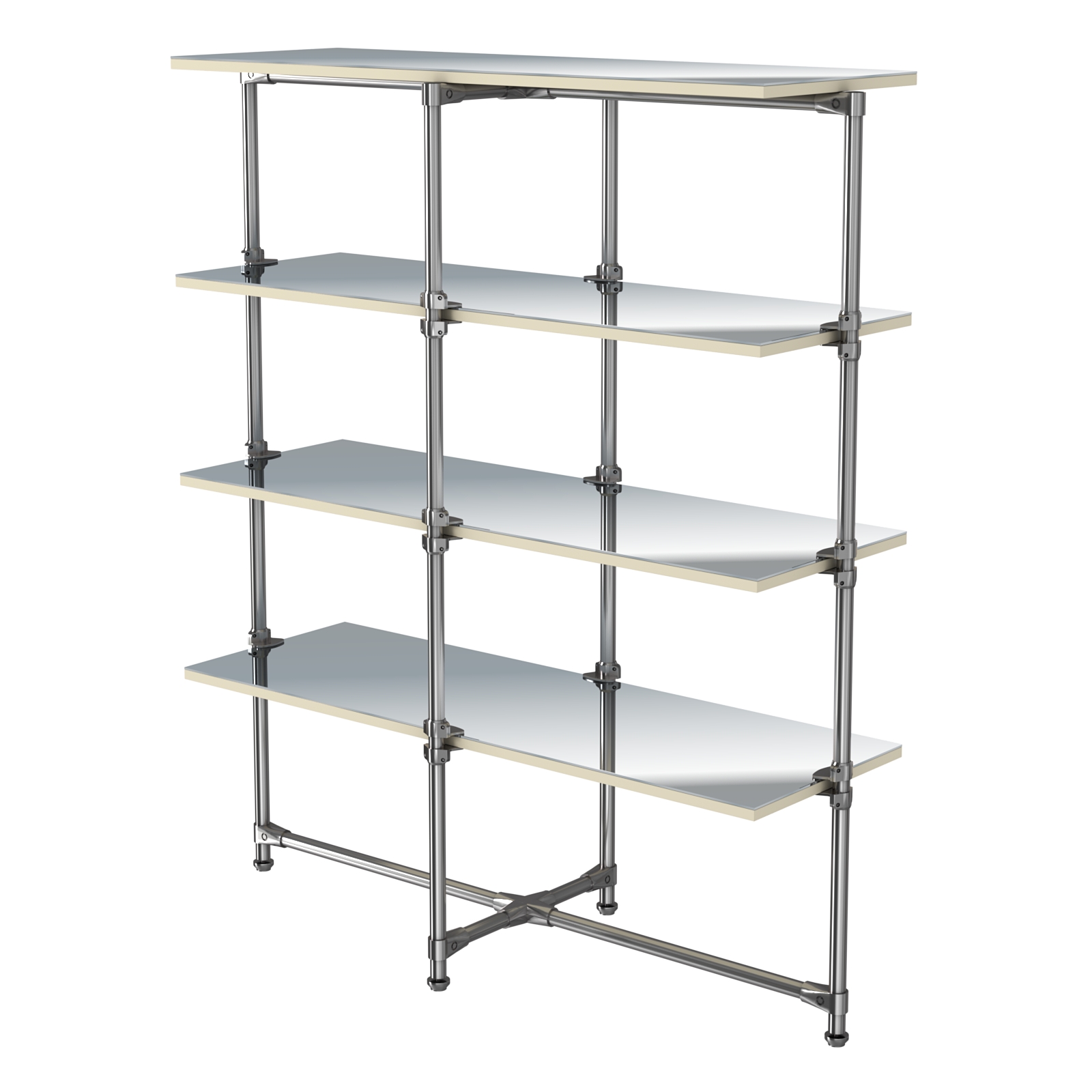 Хромированный стенд Прогресс №1-5 (с полками Зеркало 4мм) Крем Вайс