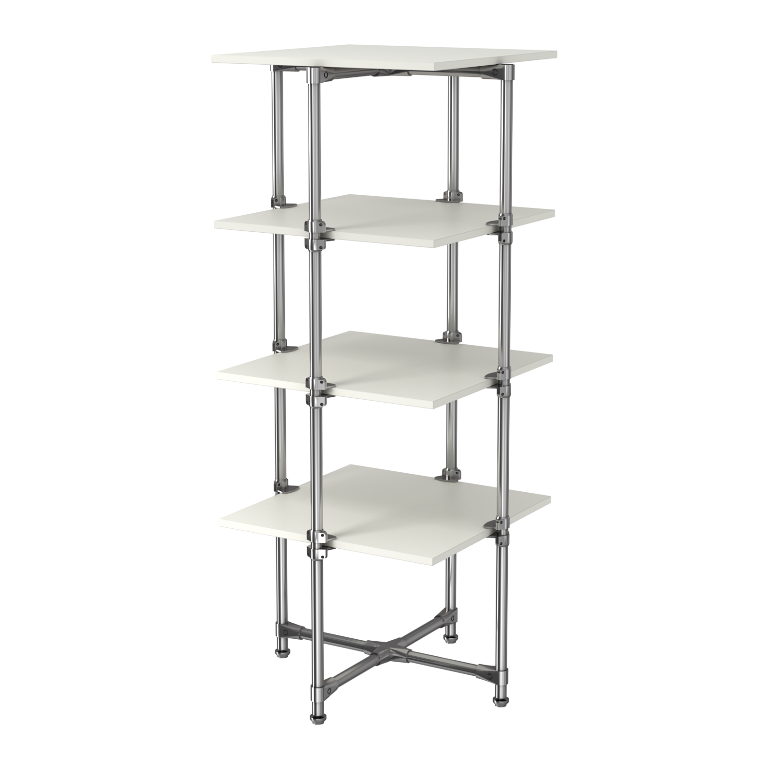 Хромированный стенд Прогресс №2-4 (с полками ДСП 16мм) Белый