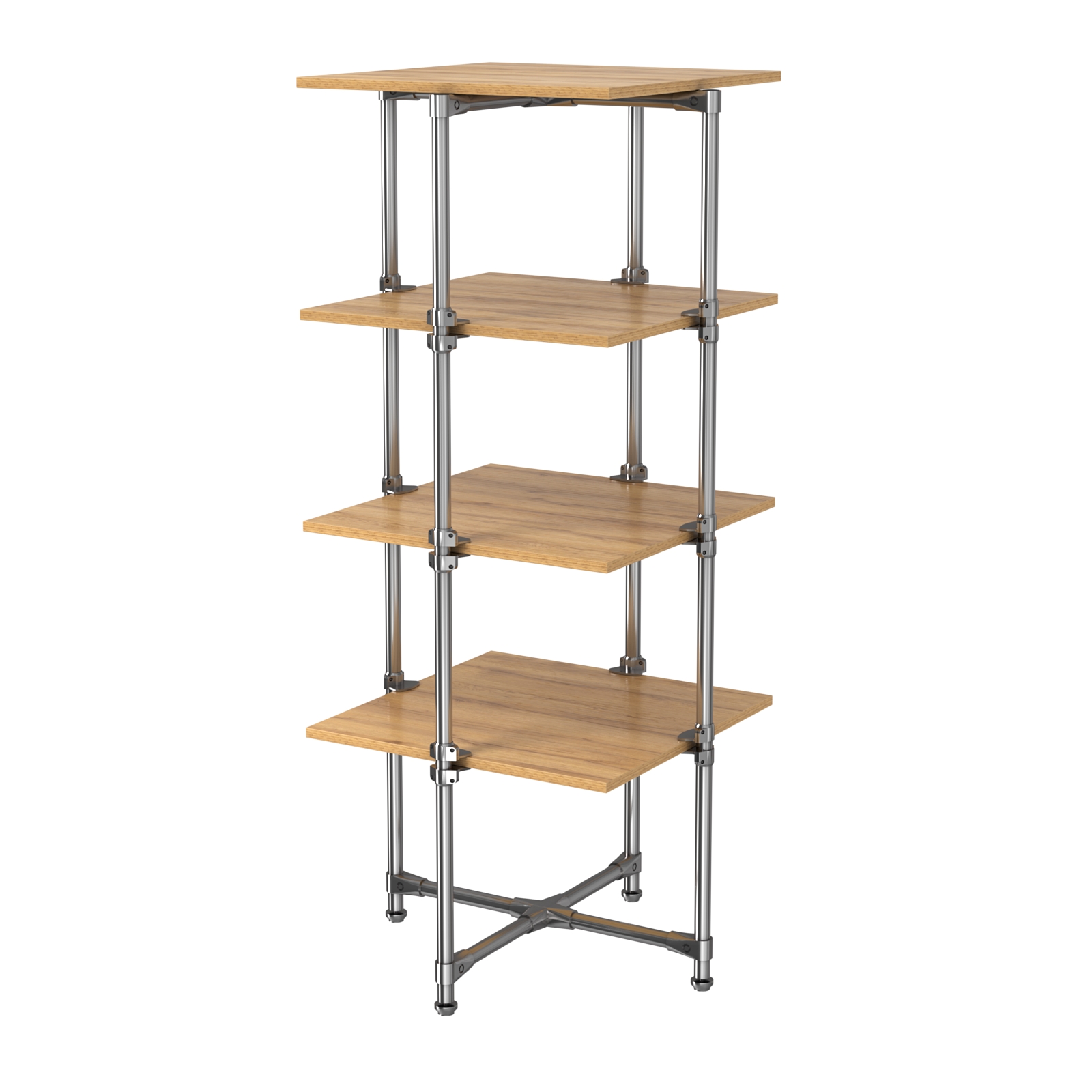 Хромированный стенд Прогресс №2-4 (с полками ДСП 16мм) Дуб Золотистый