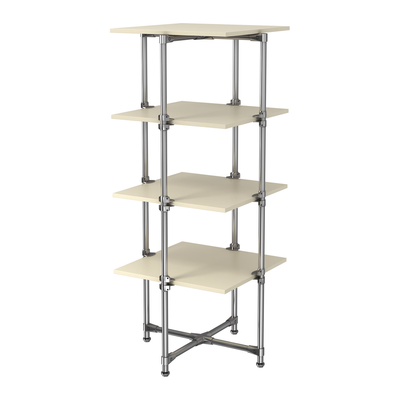 Хромированный стенд Прогресс №2-4 (с полками ДСП 16мм) Крем Вайс