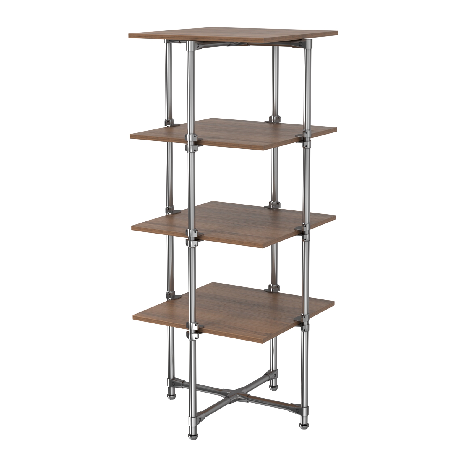 Хромированный стенд Прогресс №2-4 (с полками ДСП 16мм) Орех