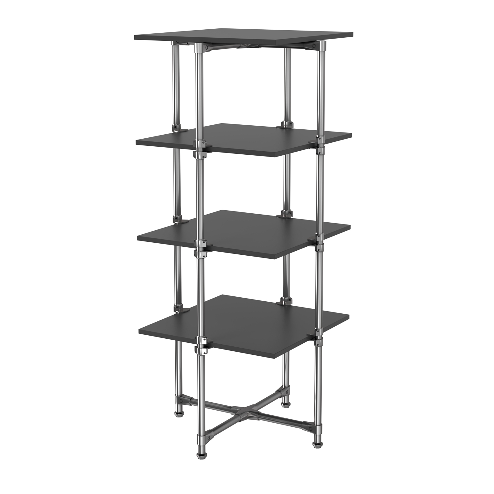 Хромированный стенд Прогресс №2-4 (с полками ДСП 16мм) Черный