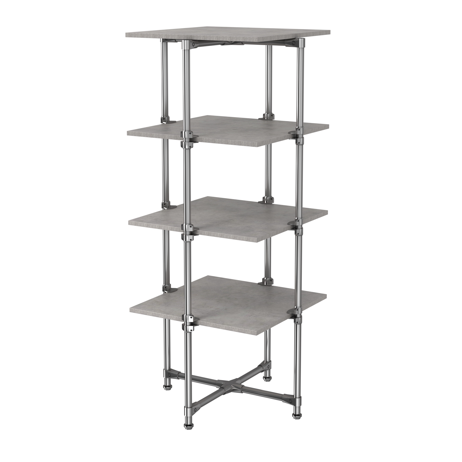 Хромированный стенд Прогресс №2-4 (с полками ДСП 16мм) Бетон Чикаго светло-серый F186 ST9