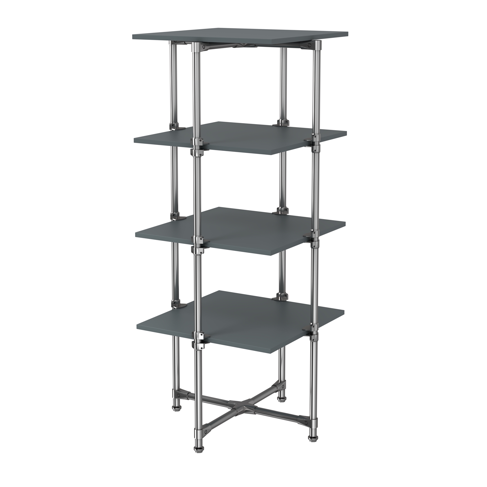 Хромированный стенд Прогресс №2-4 (с полками ДСП 16мм) Темно-Серый