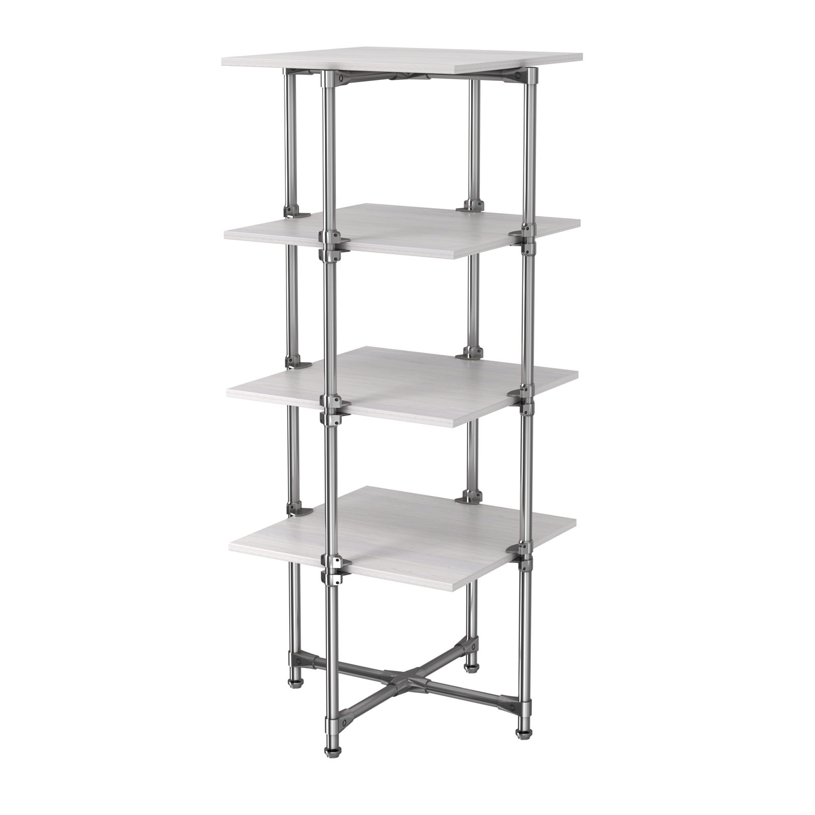 Хромированный стенд Прогресс №2-4 (с полками ДСП 16мм) Ясень Анкор светлый