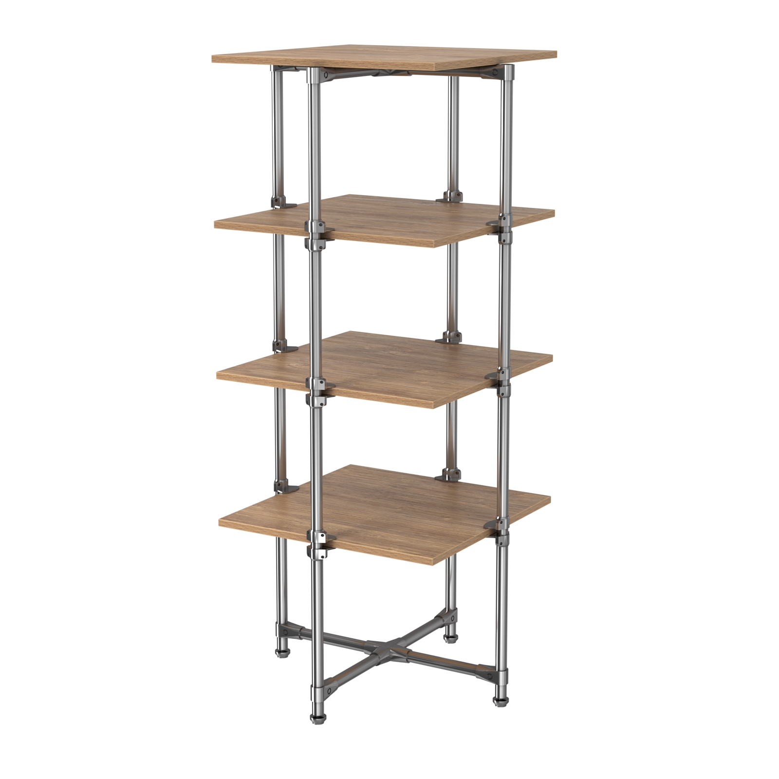 Хромированный стенд Прогресс №2-4 (с полками ДСП 16мм) Дуб Канзас коричневый