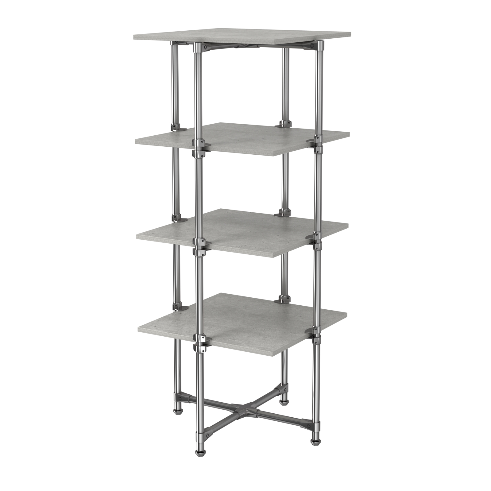 Хромированный стенд Прогресс №2-4 (с полками ДСП 16мм) Метрополитан Грей