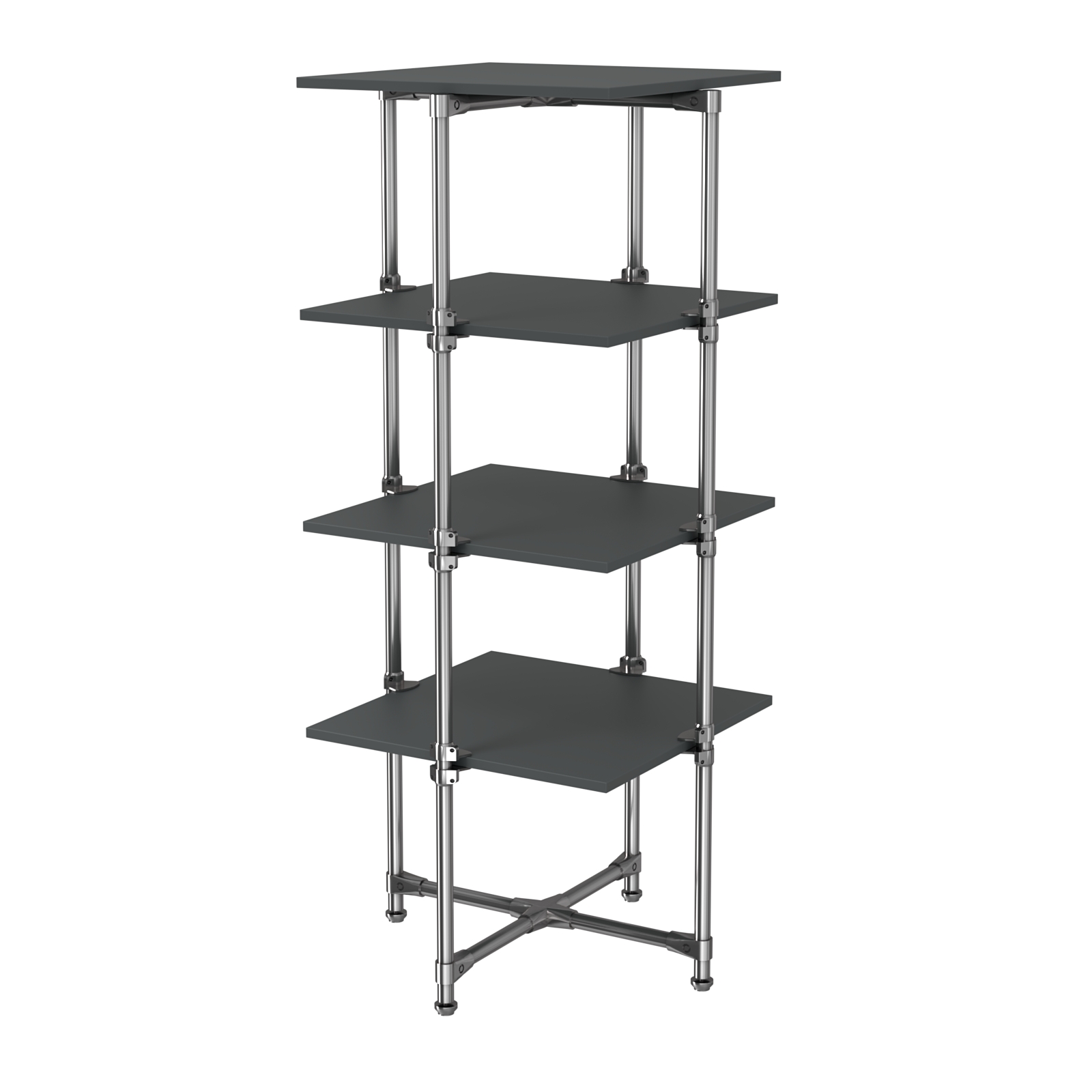 Хромированный стенд Прогресс №2-4 (с полками ДСП 16мм) Антрацит