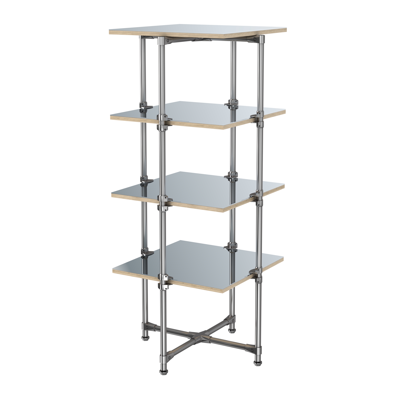 Хромированный стенд Прогресс №2-5 (с полками Зеркало 4мм) Дуб Сонома