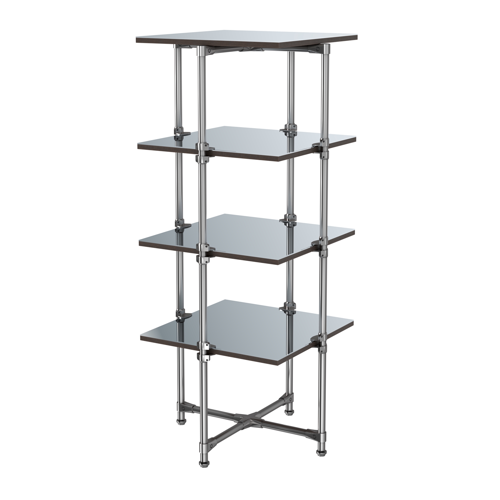 Хромированный стенд Прогресс №2-5 (с полками Зеркало 4мм) Дуб Венге