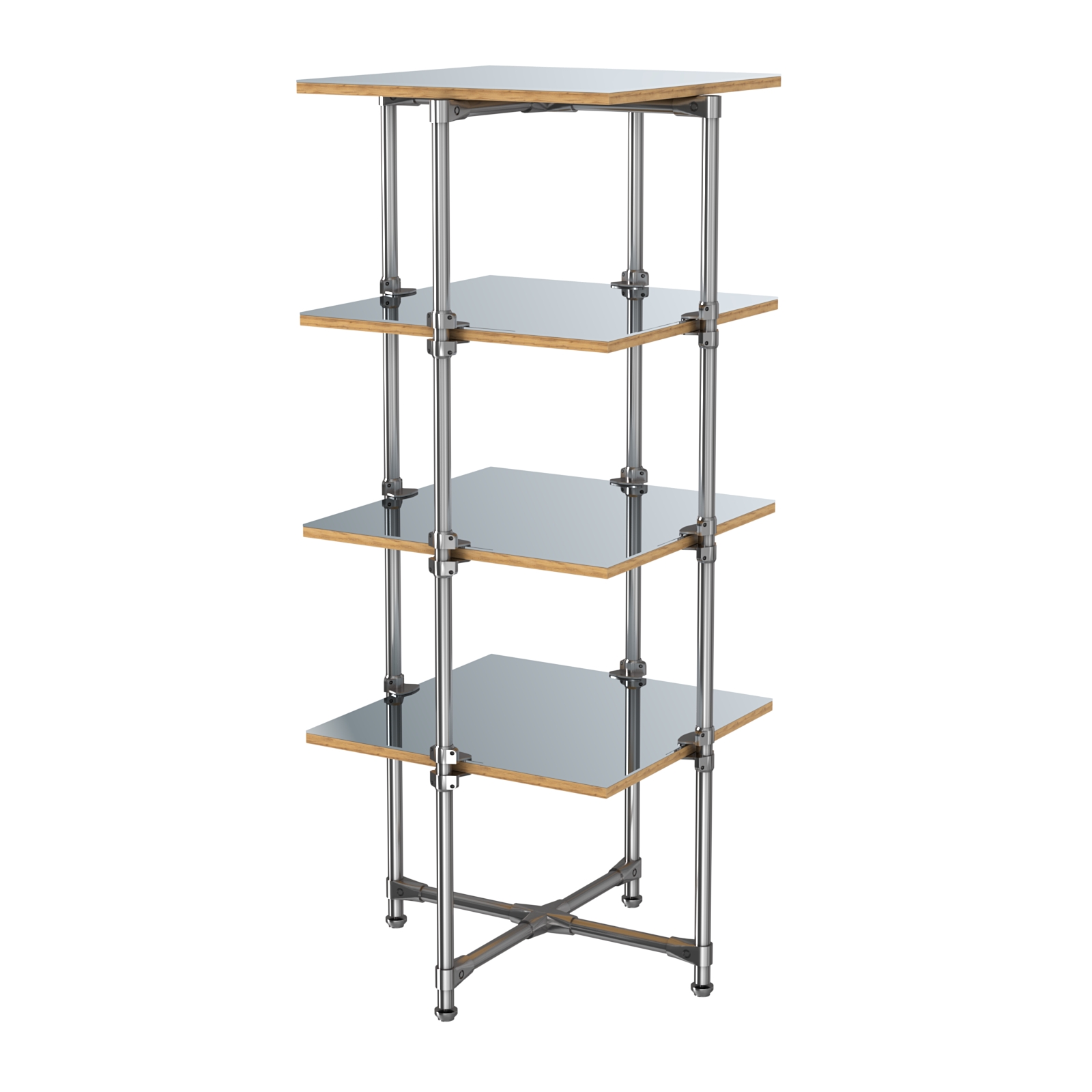 Хромированный стенд Прогресс №2-5 (с полками Зеркало 4мм) Дуб Золотистый