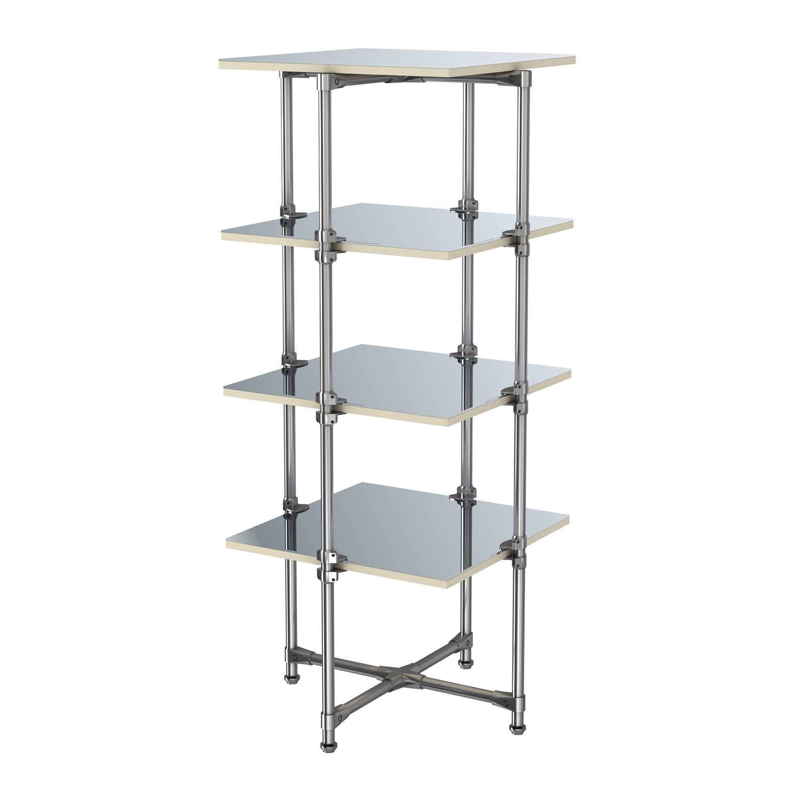 Хромированный стенд Прогресс №2-5 (с полками Зеркало 4мм) Крем Вайс