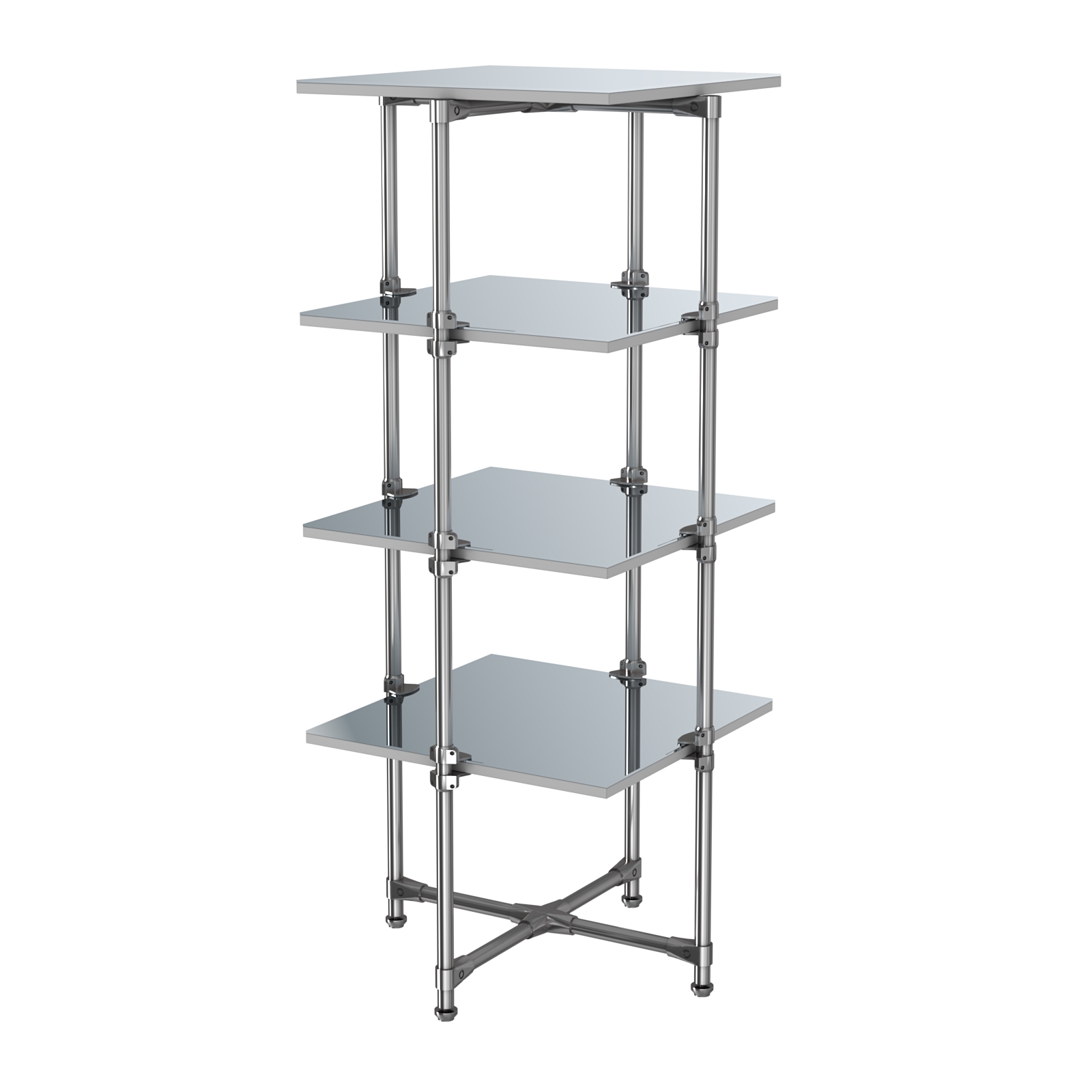 Хромированный стенд Прогресс №2-5 (с полками Зеркало 4мм) Серый