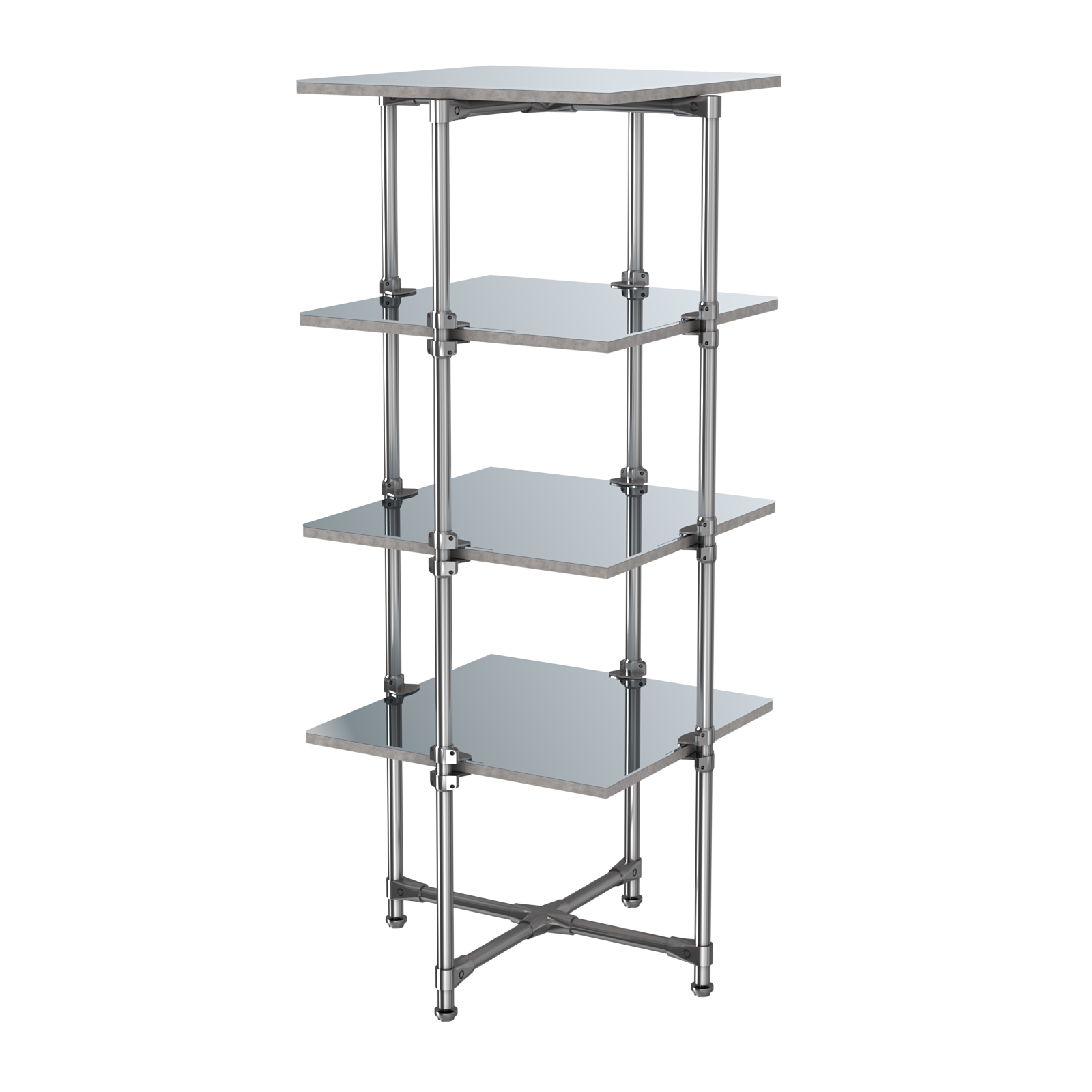 Хромированный стенд Прогресс №2-5 (с полками Зеркало 4мм) Бетон Чикаго светло-серый F186 ST9