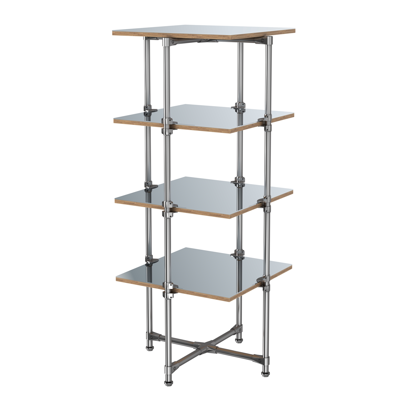 Хромированный стенд Прогресс №2-5 (с полками Зеркало 4мм) Дуб Канзас коричневый