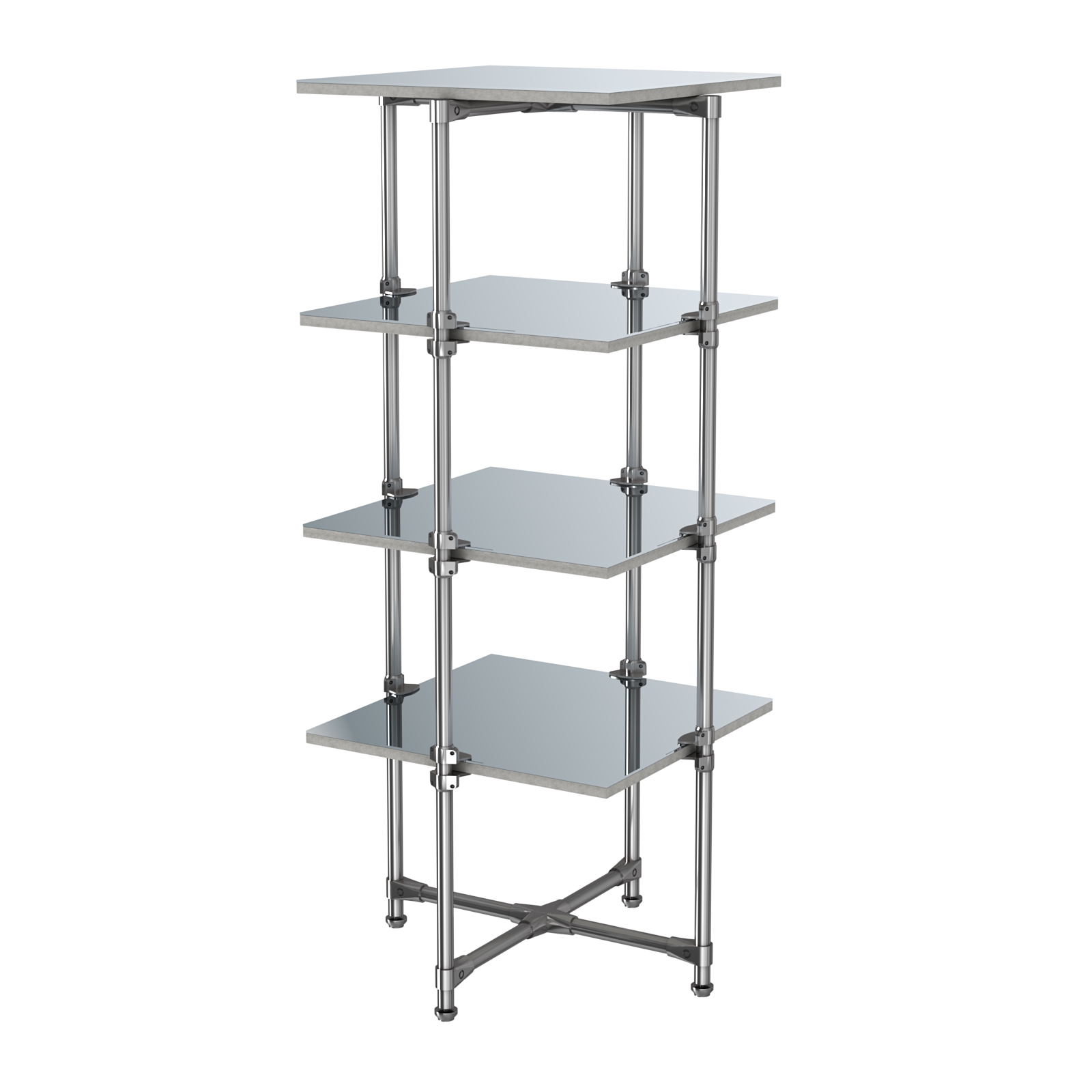 Хромированный стенд Прогресс №2-5 (с полками Зеркало 4мм) Метрополитан Грей