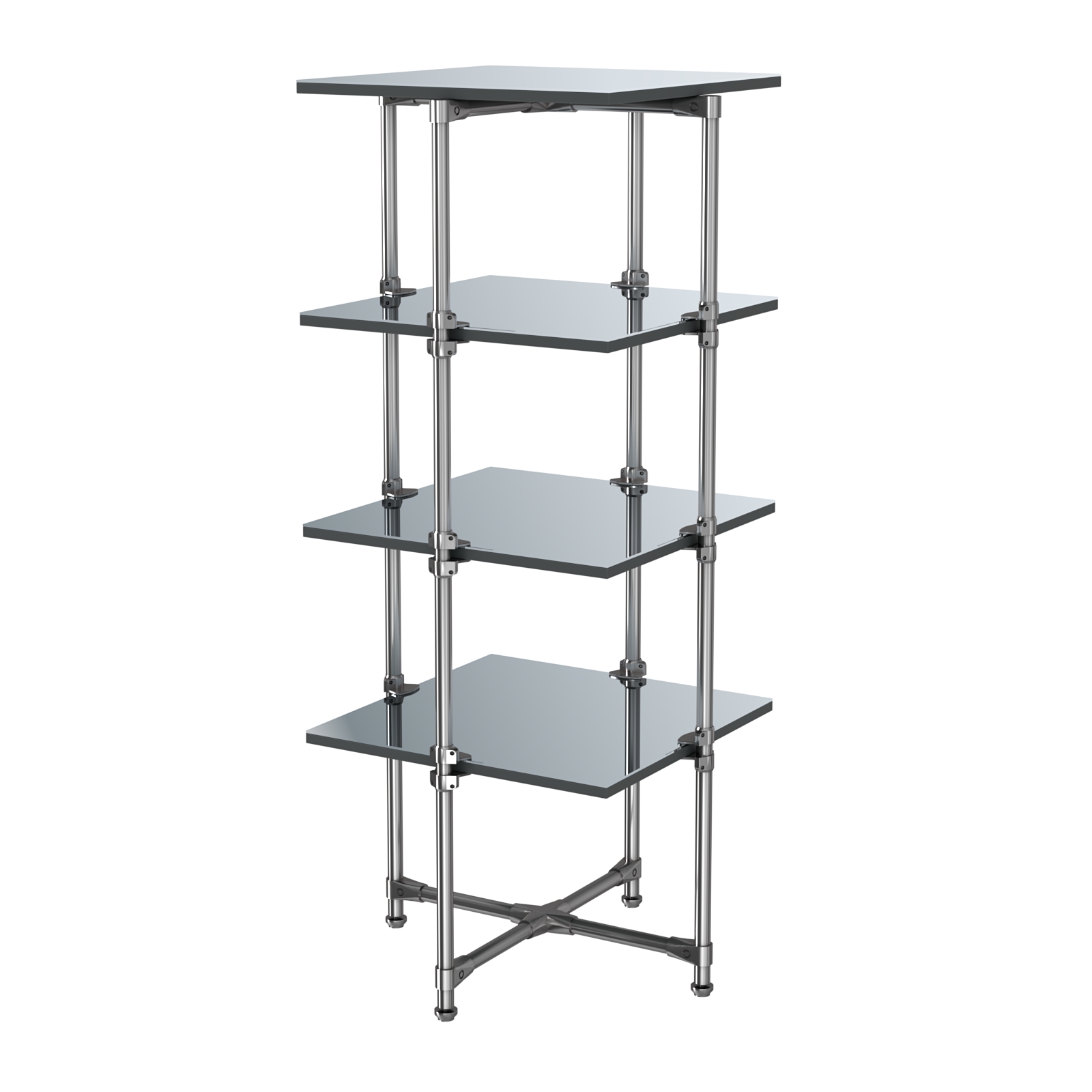 Хромированный стенд Прогресс №2-5 (с полками Зеркало 4мм) Антрацит