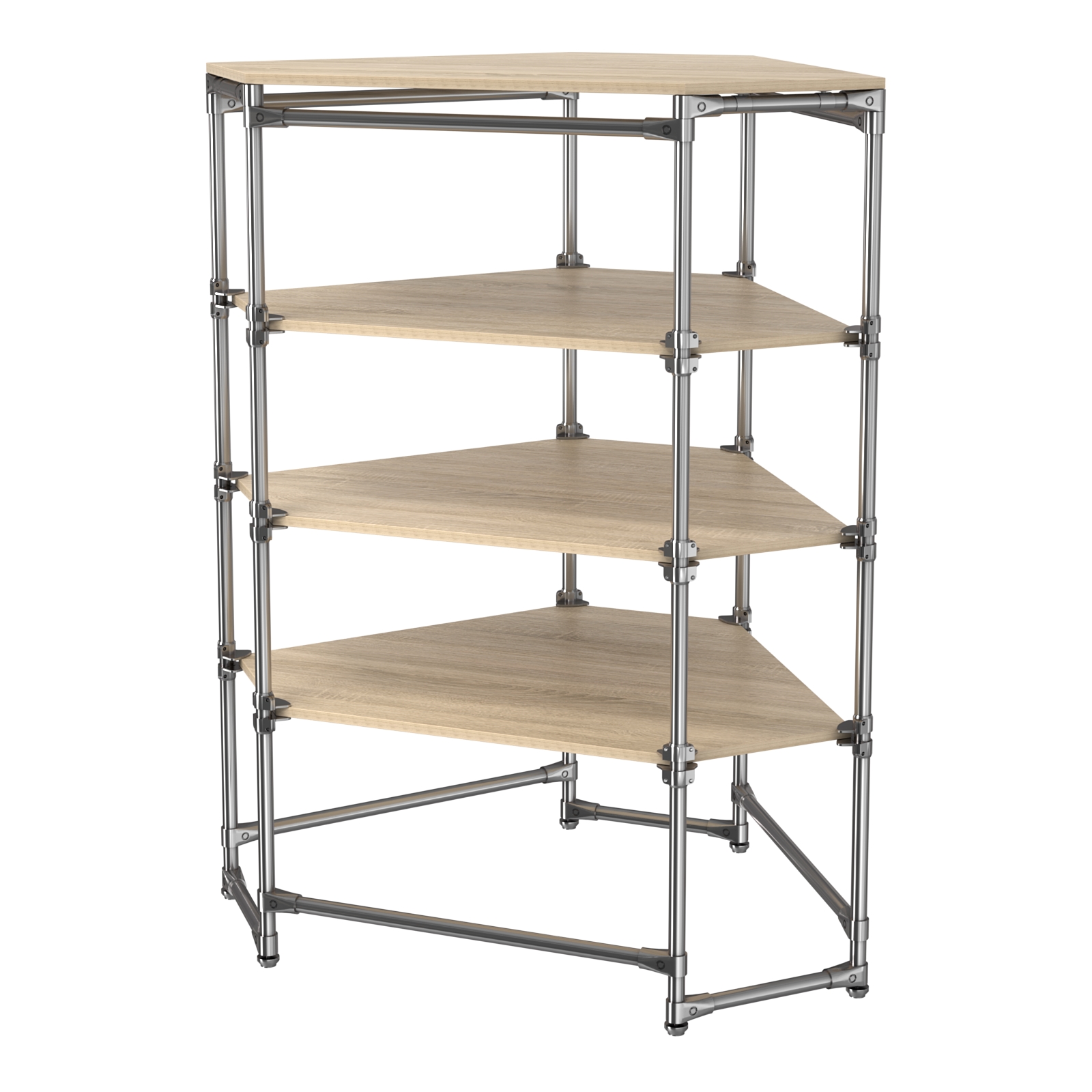 Хромированный стенд Прогресс №3-4 (с полками ДСП 16мм) Дуб Сонома