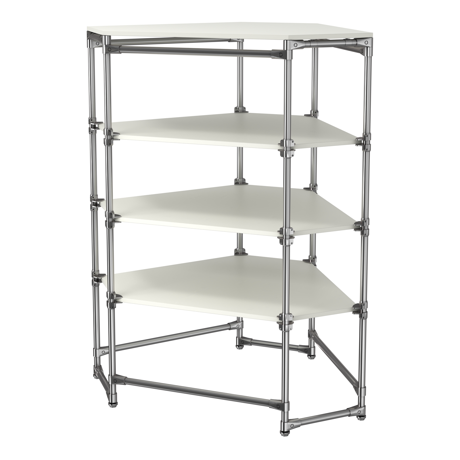 Хромированный стенд Прогресс №3-4 (с полками ДСП 16мм) Белый