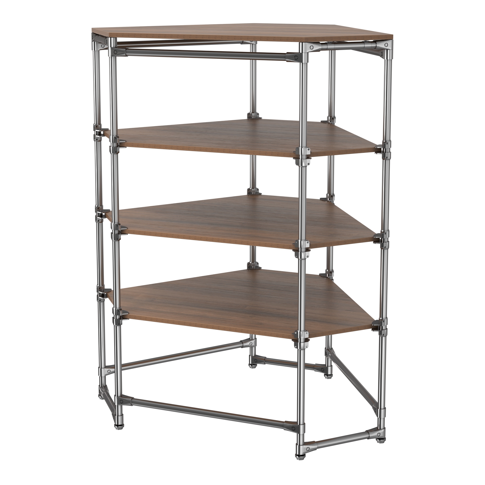 Хромированный стенд Прогресс №3-4 (с полками ДСП 16мм) Орех