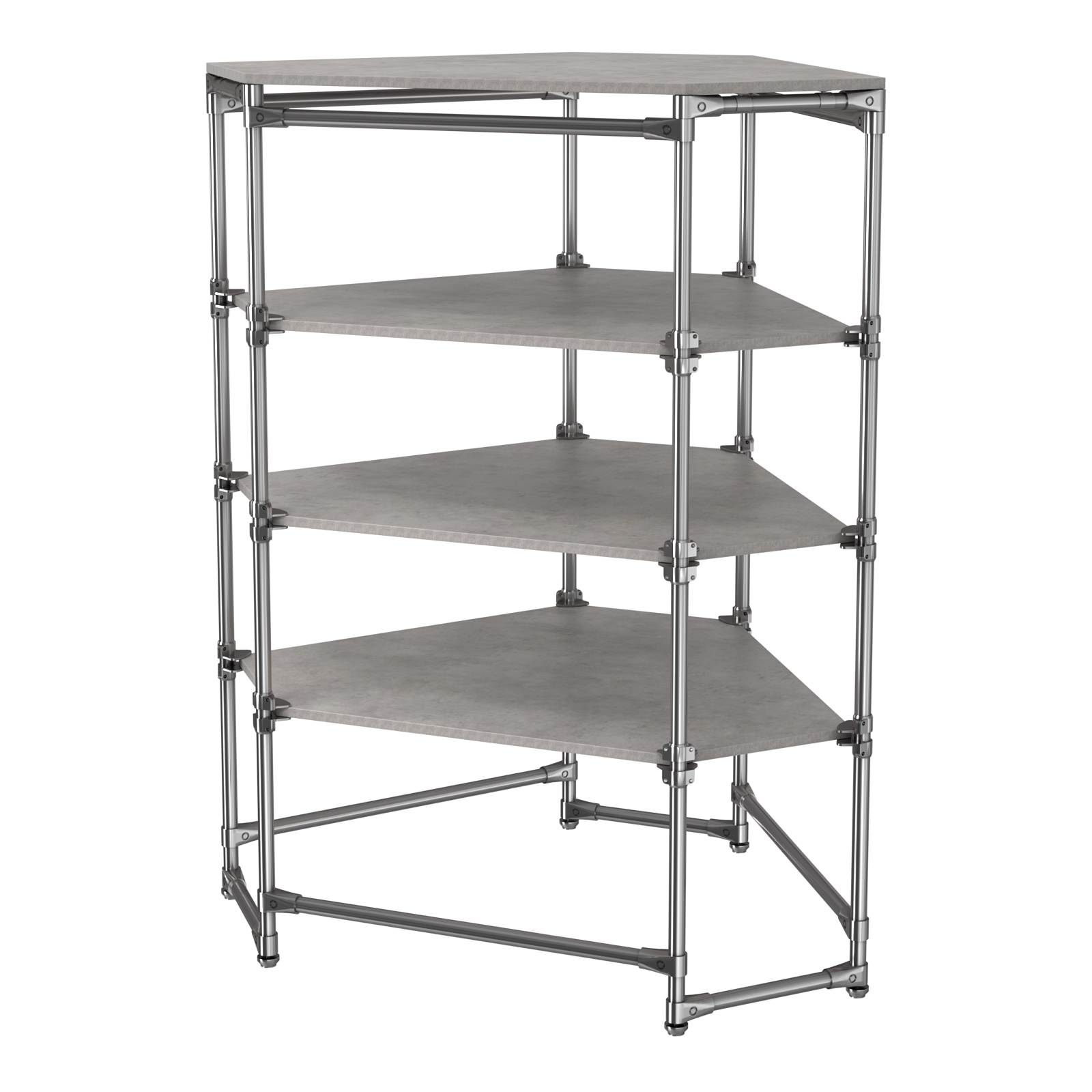 Хромированный стенд Прогресс №3-4 (с полками ДСП 16мм) Бетон Чикаго светло-серый F186 ST9