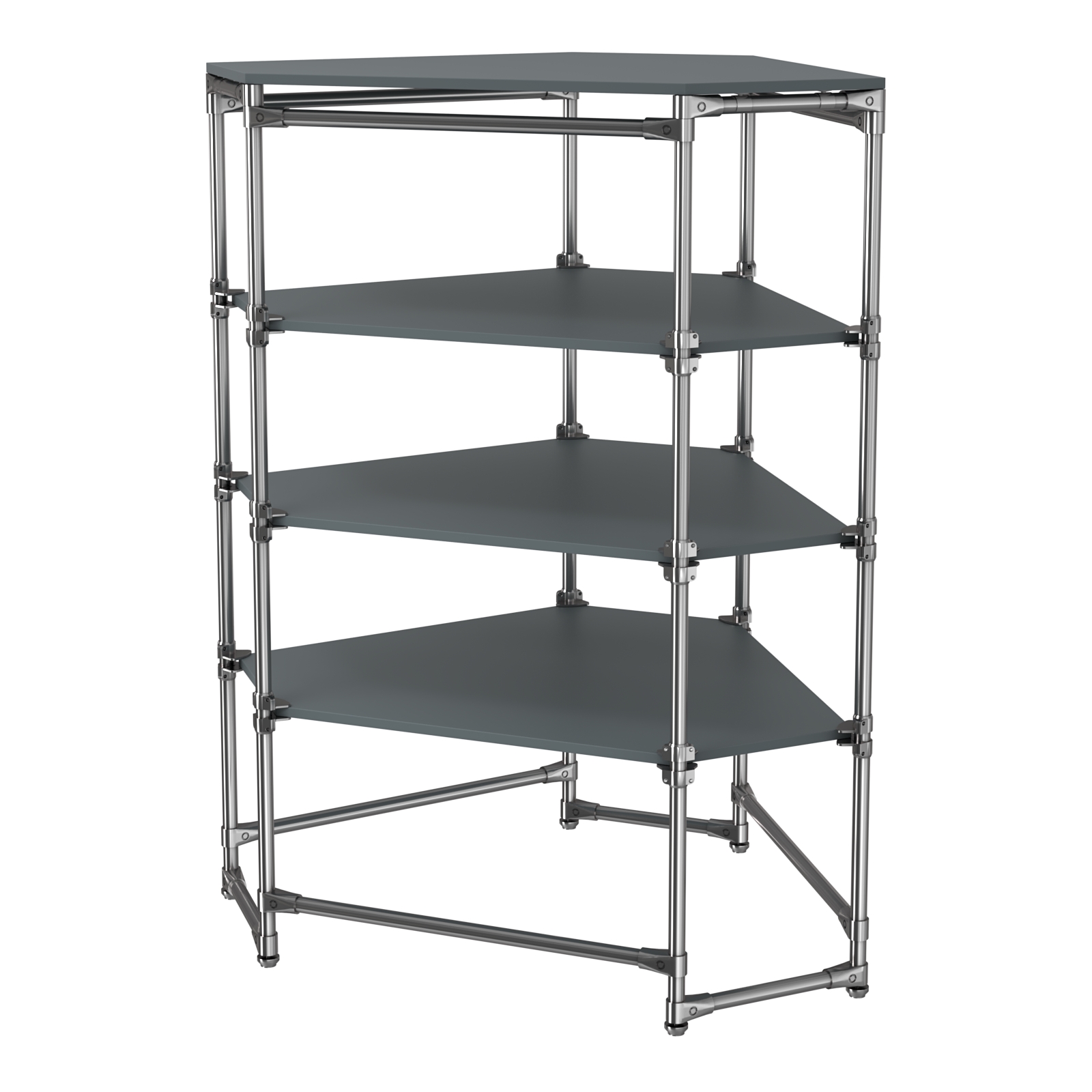 Хромированный стенд Прогресс №3-4 (с полками ДСП 16мм) Темно-Серый