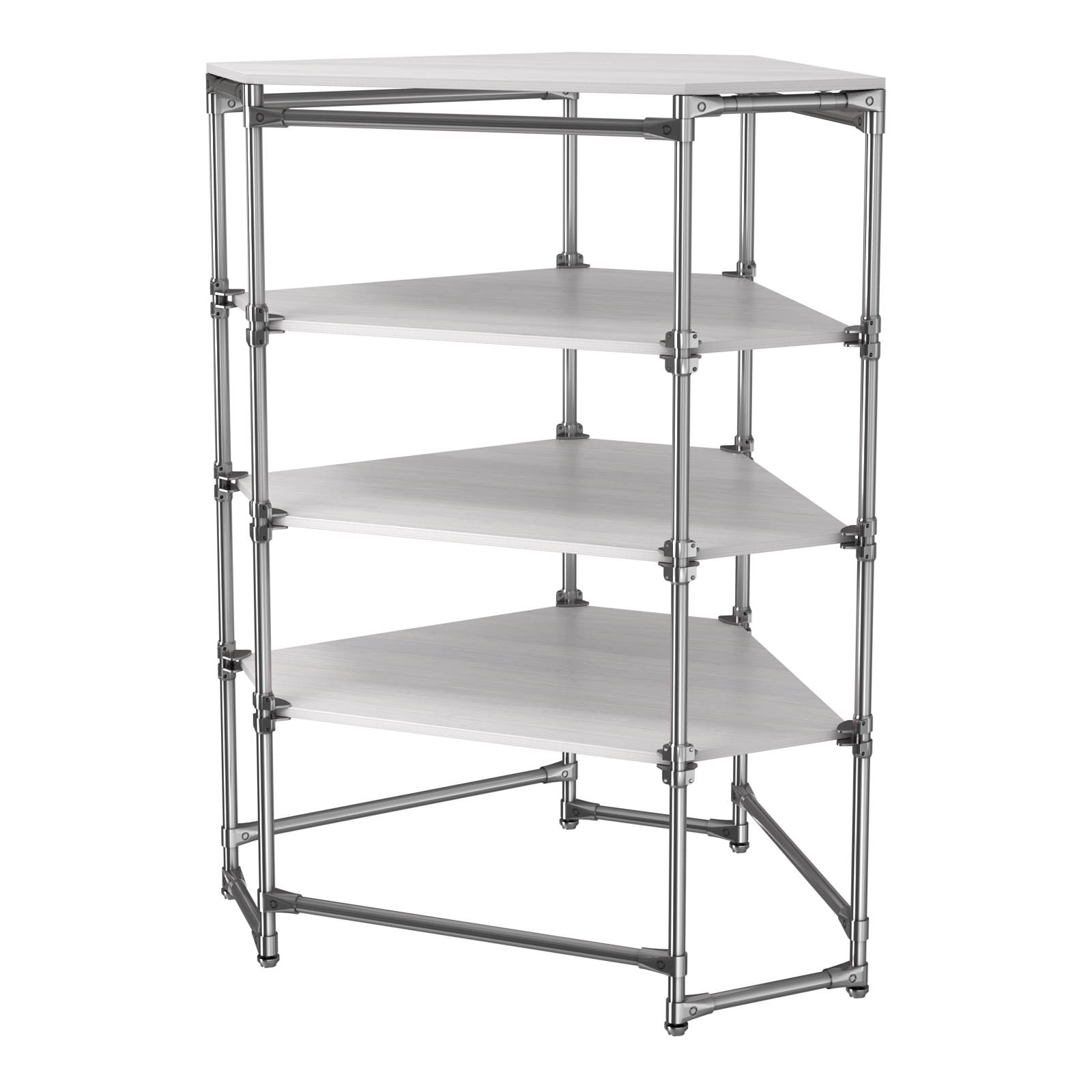 Хромированный стенд Прогресс №3-4 (с полками ДСП 16мм) Ясень Анкор светлый