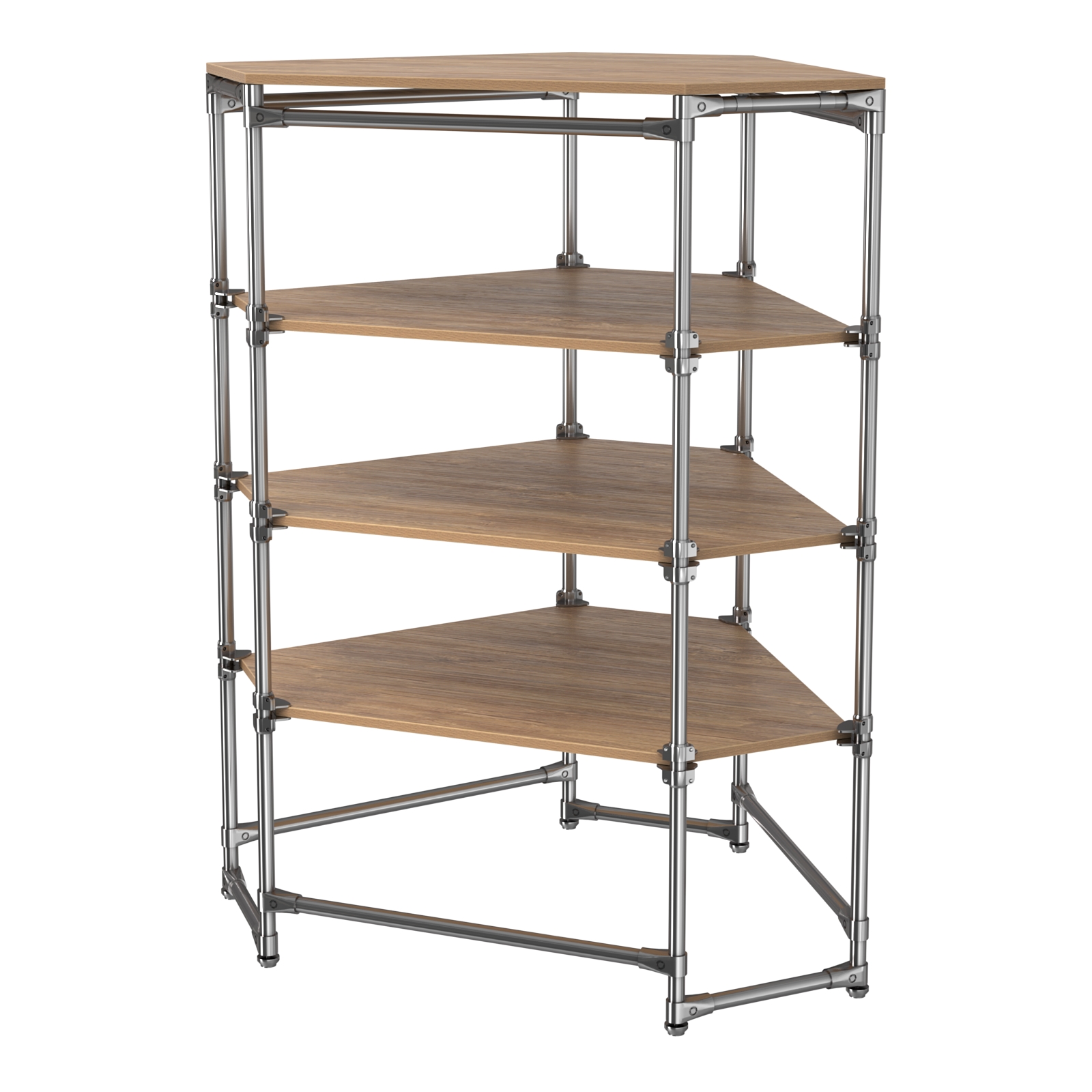 Хромированный стенд Прогресс №3-4 (с полками ДСП 16мм) Дуб Канзас коричневый