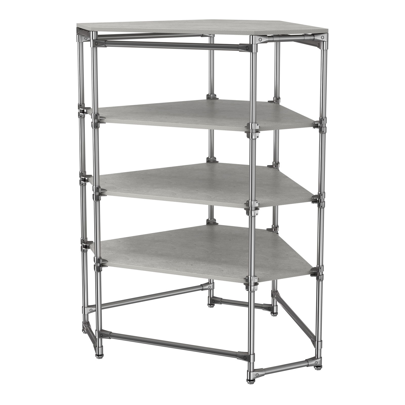 Хромированный стенд Прогресс №3-4 (с полками ДСП 16мм) Метрополитан Грей