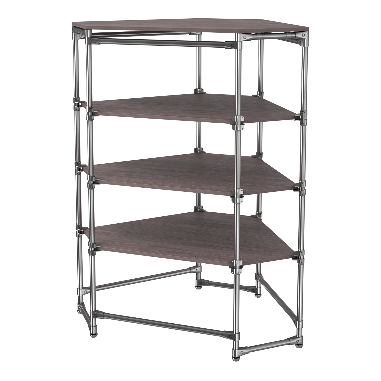 Хромированный стенд Прогресс №3-4 (с полками ДСП 16мм) Ясень Анкор темный