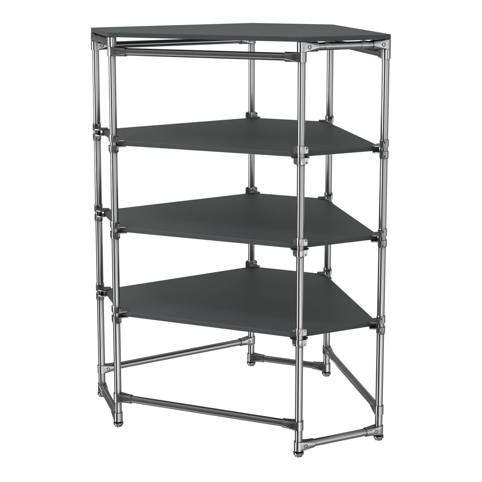 Хромированный стенд Прогресс №3-4 (с полками ДСП 16мм) Антрацит