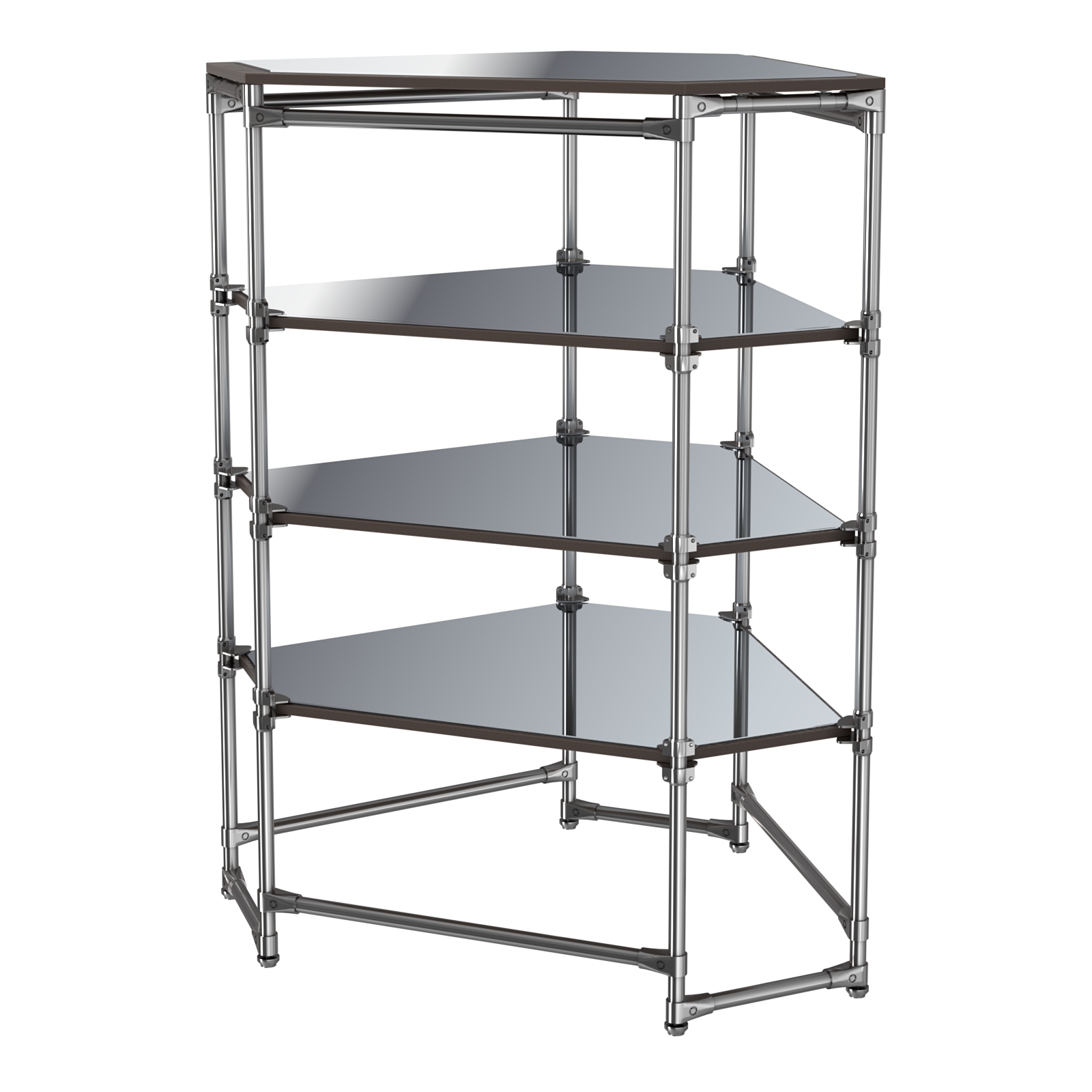 Хромированный стенд Прогресс №3-5 (с полками Зеркало 4мм) Дуб Венге