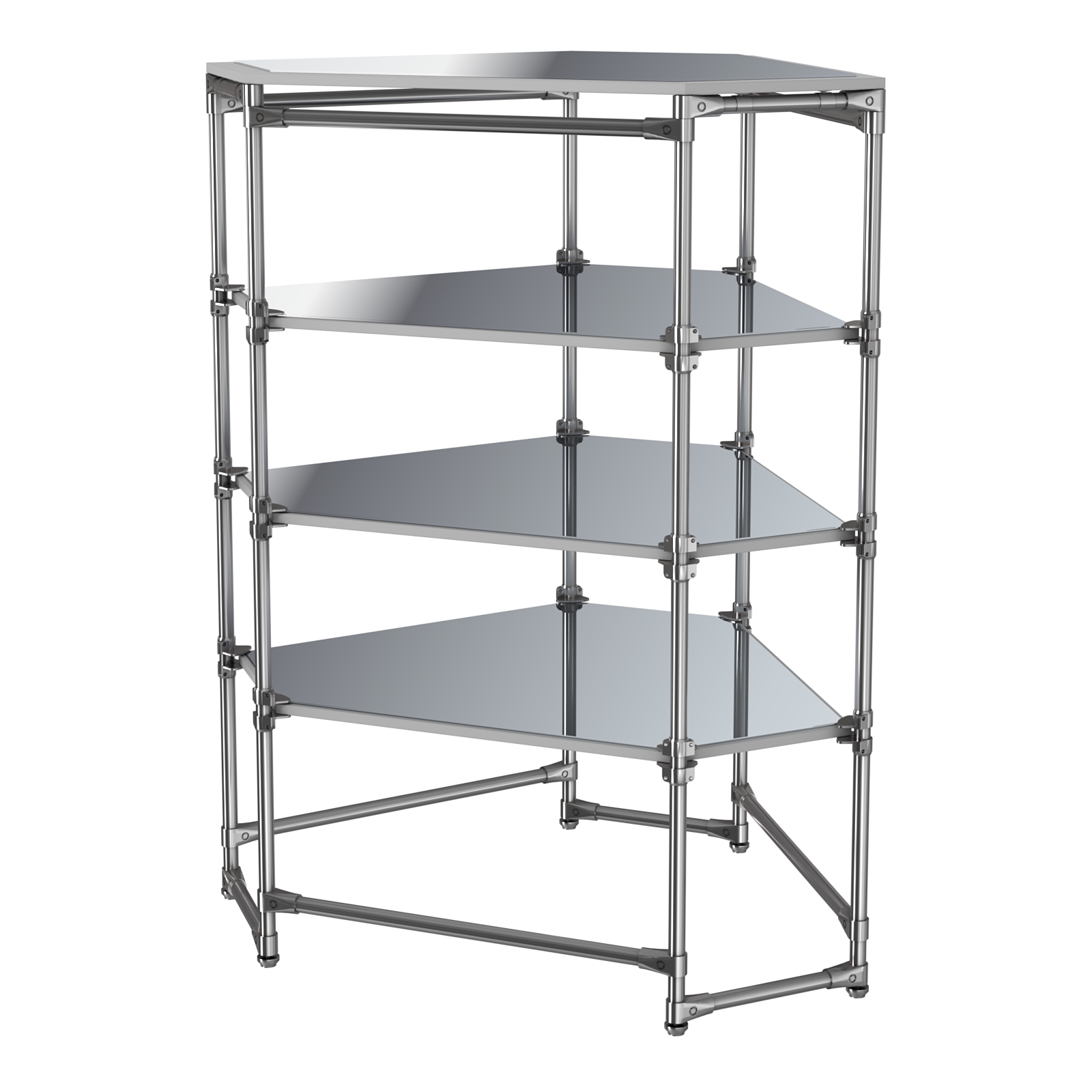 Хромированный стенд Прогресс №3-5 (с полками Зеркало 4мм) Серый