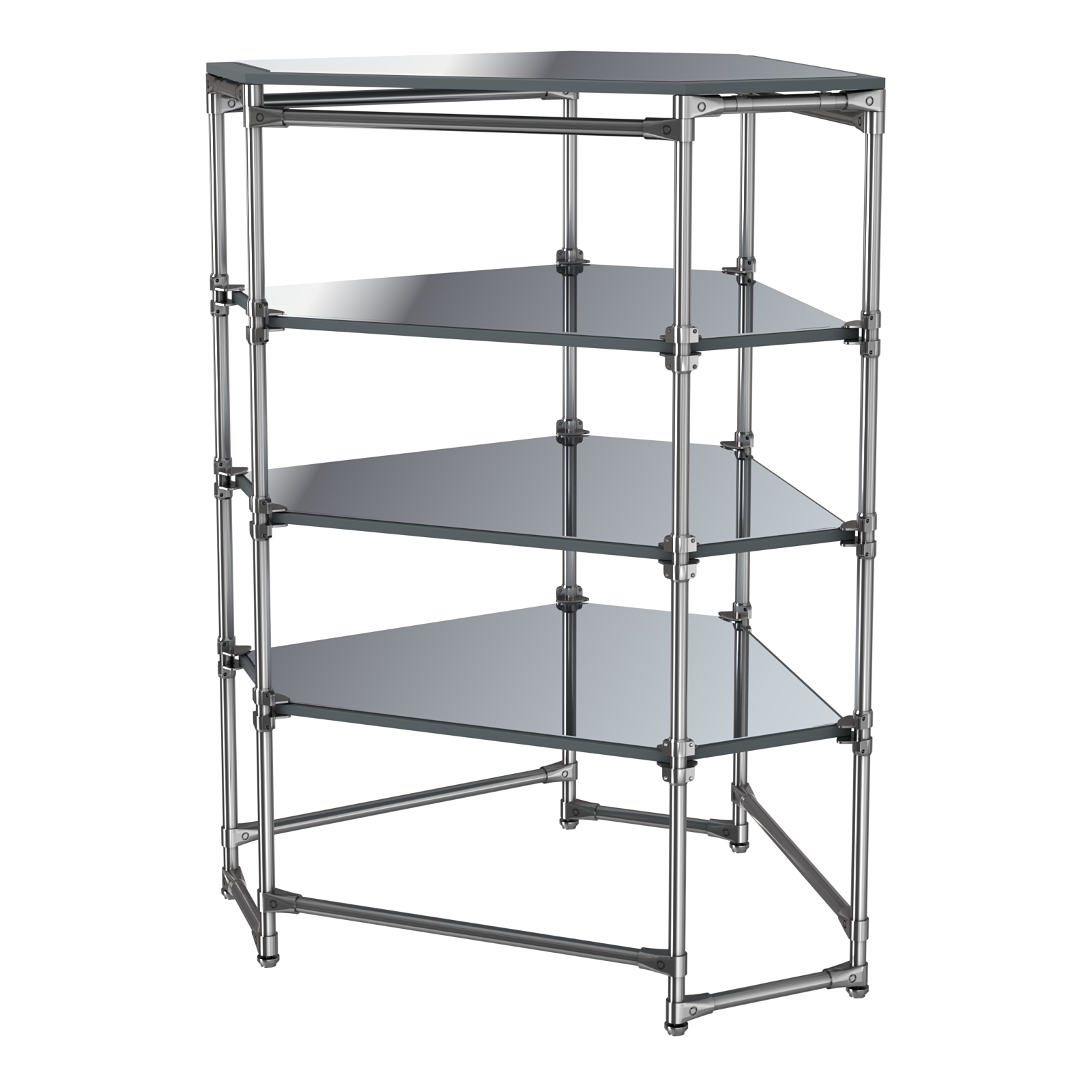 Хромированный стенд Прогресс №3-5 (с полками Зеркало 4мм) Темно-Серый