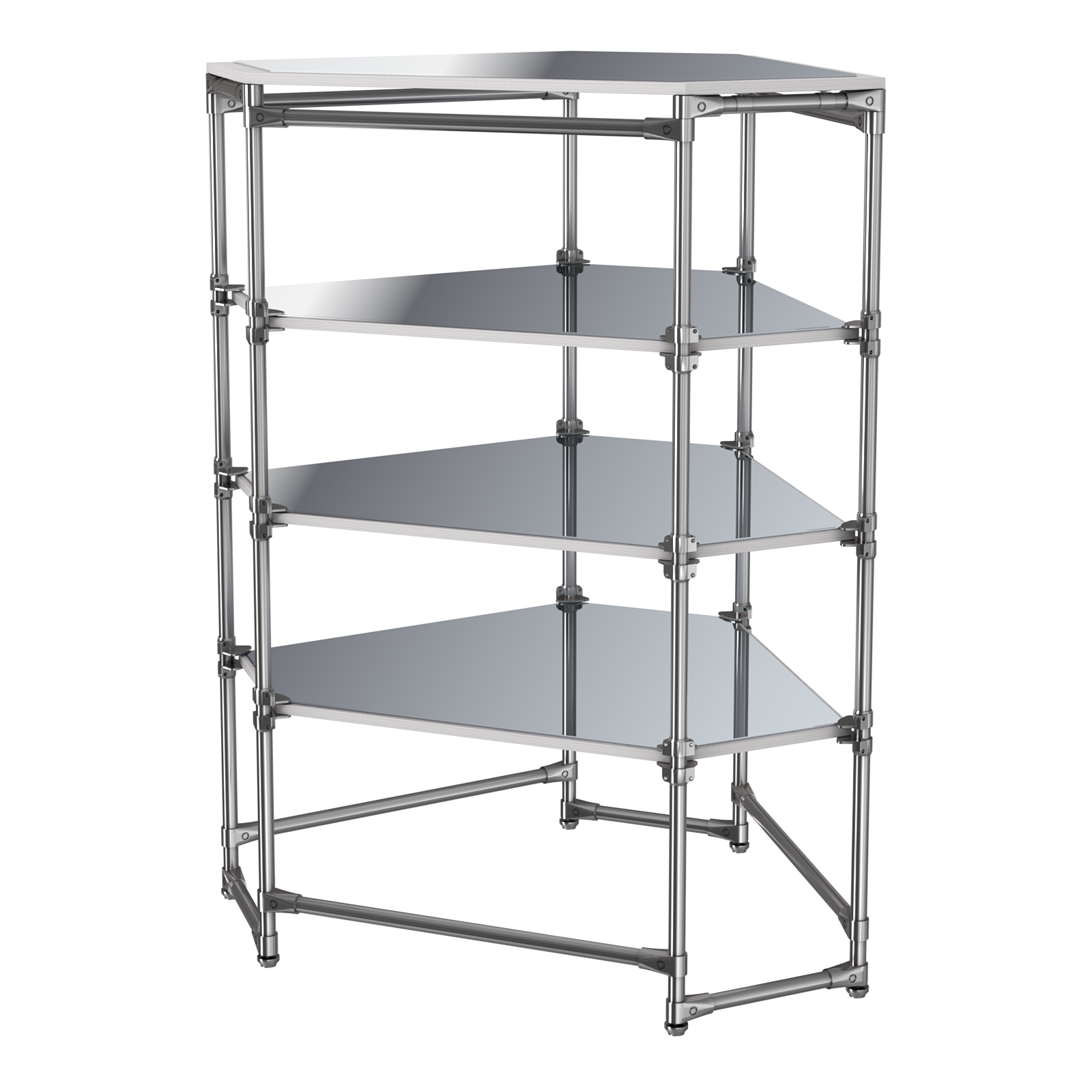 Хромированный стенд Прогресс №3-5 (с полками Зеркало 4мм) Ясень Анкор светлый