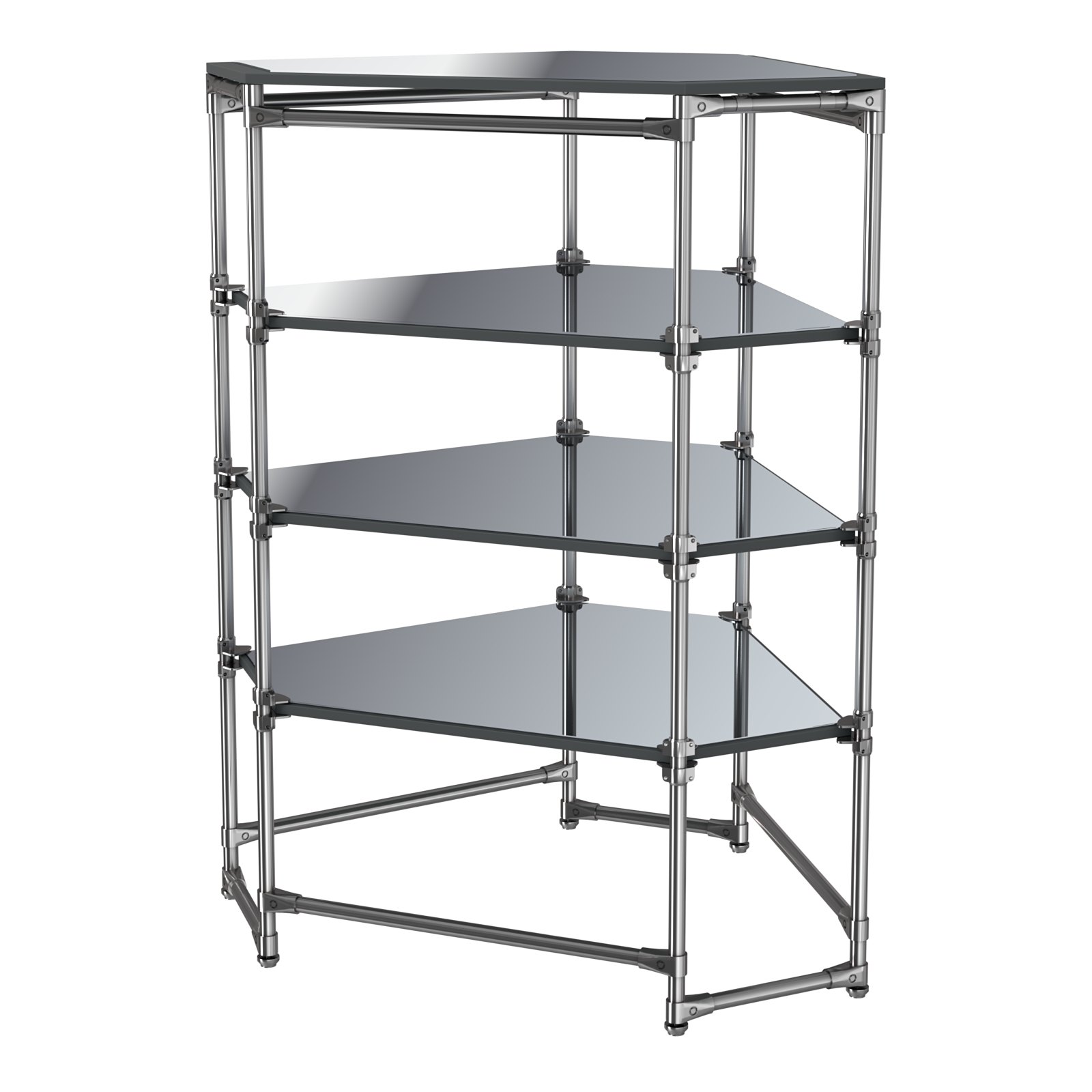 Хромированный стенд Прогресс №3-5 (с полками Зеркало 4мм) Антрацит