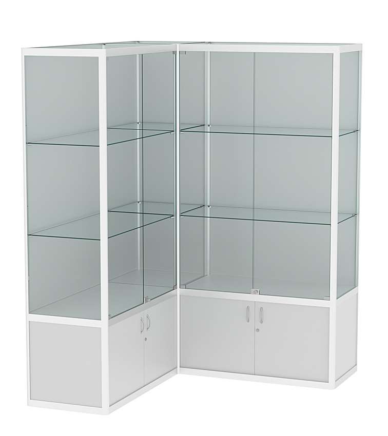 Витрина из профиля в угол зала №2 (Задняя стенка - ДВП) Серый