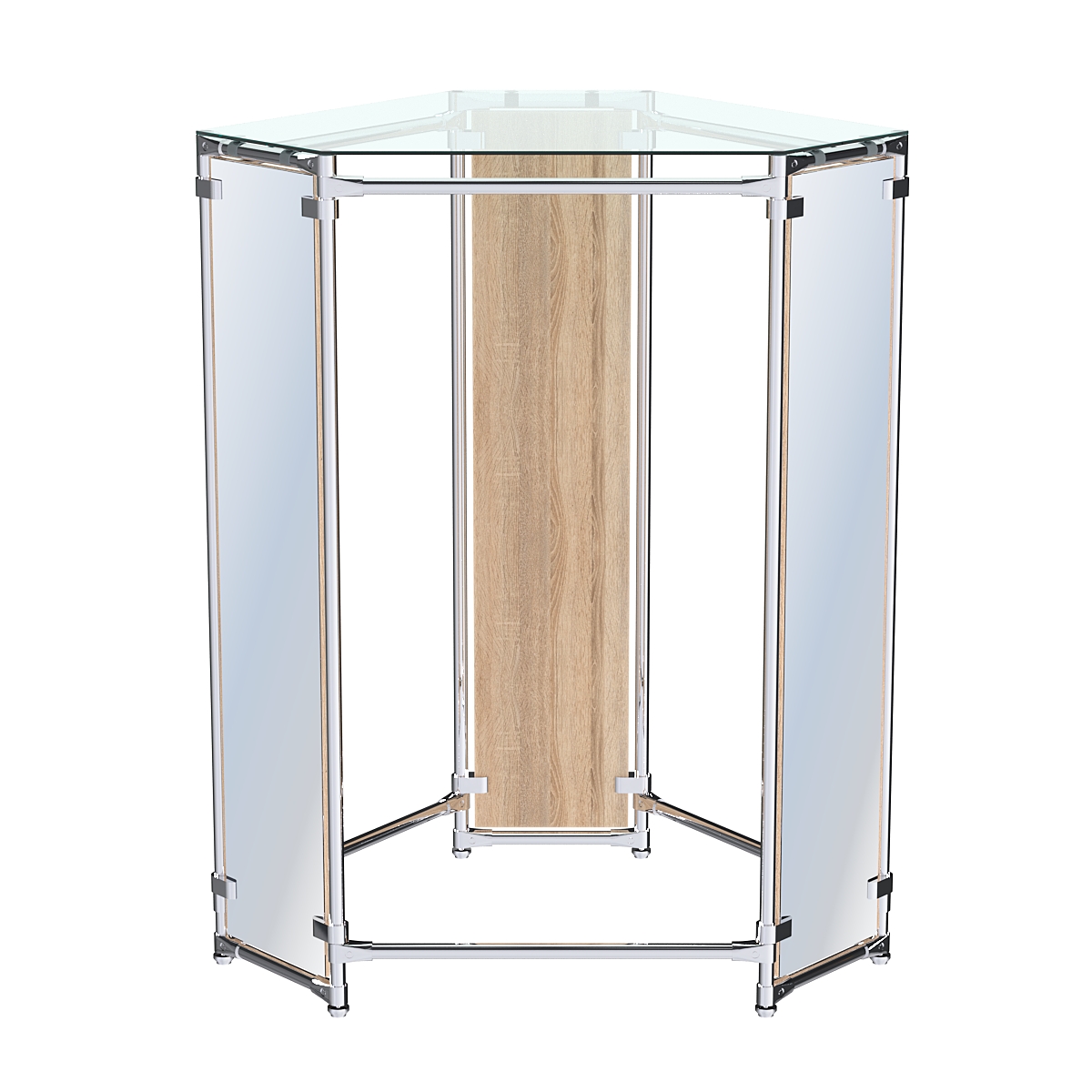 Вешало Прогресс №3-1 шестигранный (с прозрачной полкой стекло 6 мм и зеркалами) Дуб Сонома