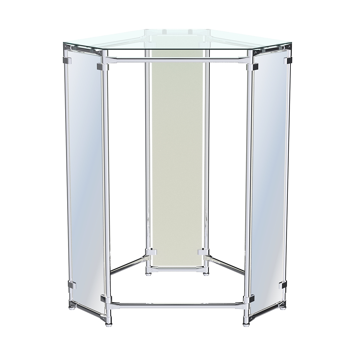 Вешало Прогресс №3-1 шестигранный (с прозрачной полкой стекло 6 мм и зеркалами) Белый