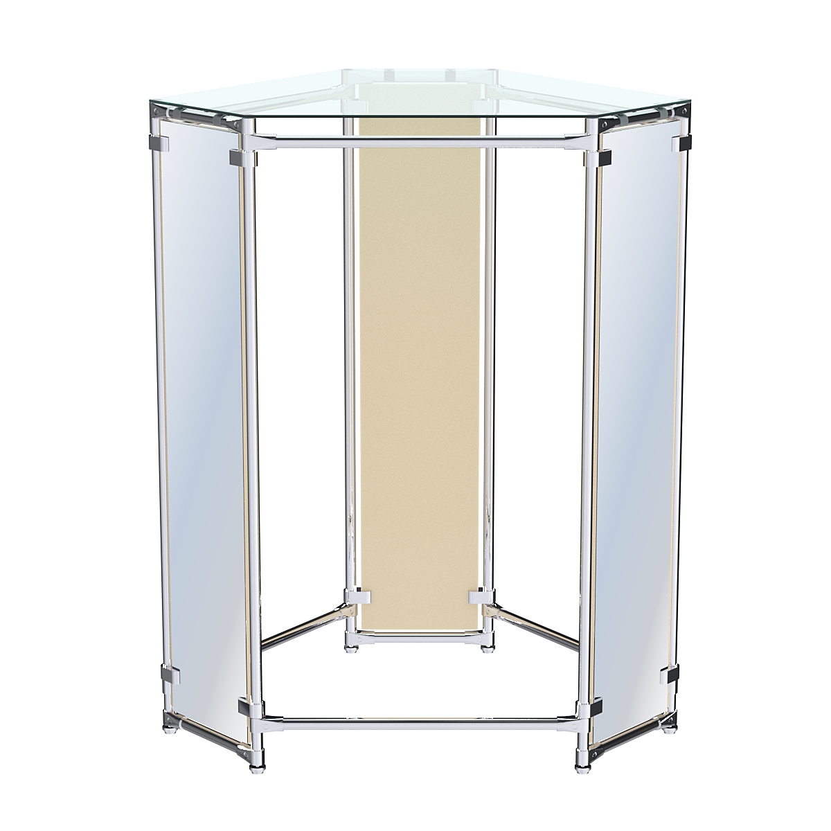 Вешало Прогресс №3-1 шестигранный (с прозрачной полкой стекло 6 мм и зеркалами) Крем Вайс