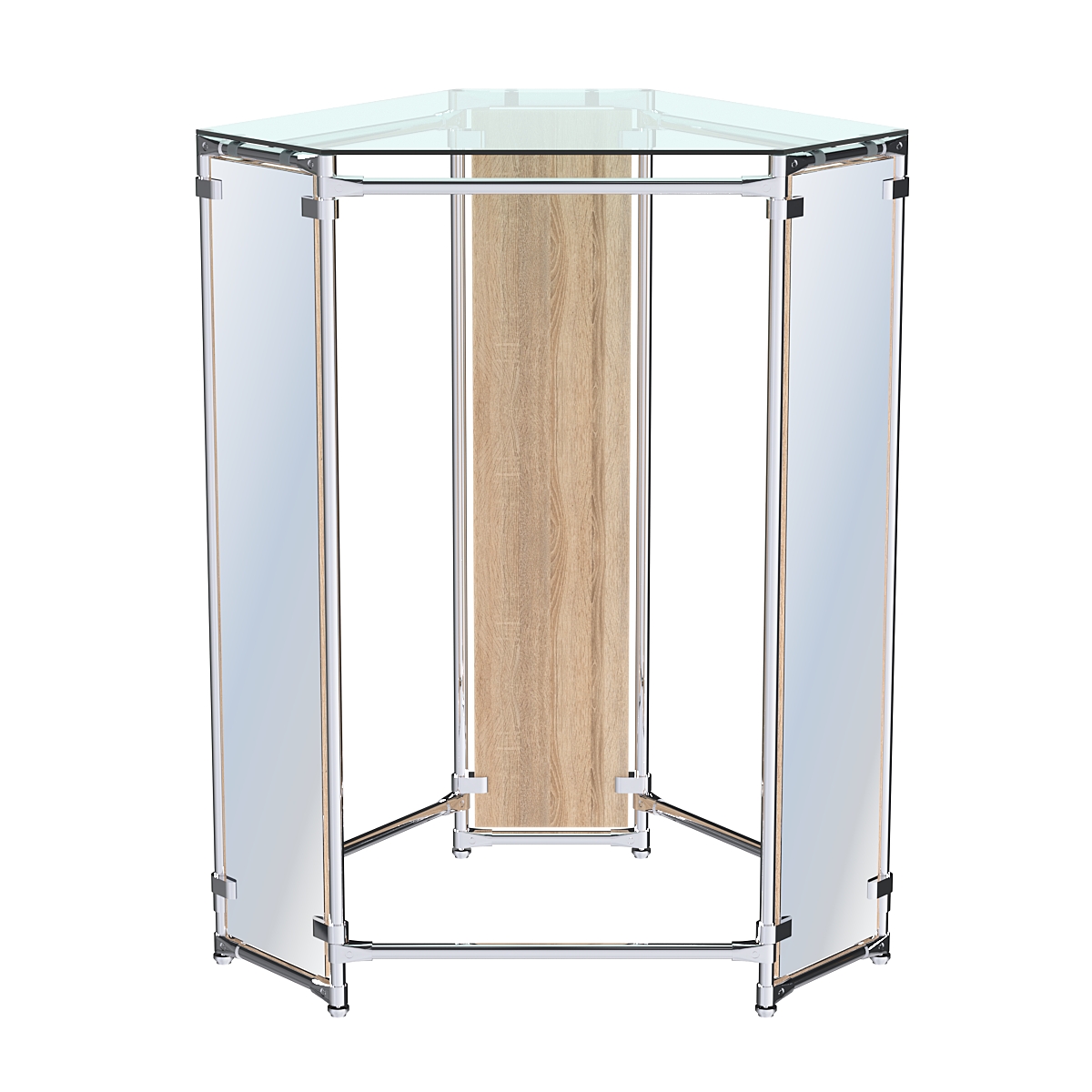 Вешало Прогресс №3-2 островной (с прозрачной полкой стекло 8 мм и зеркалами) Дуб Сонома